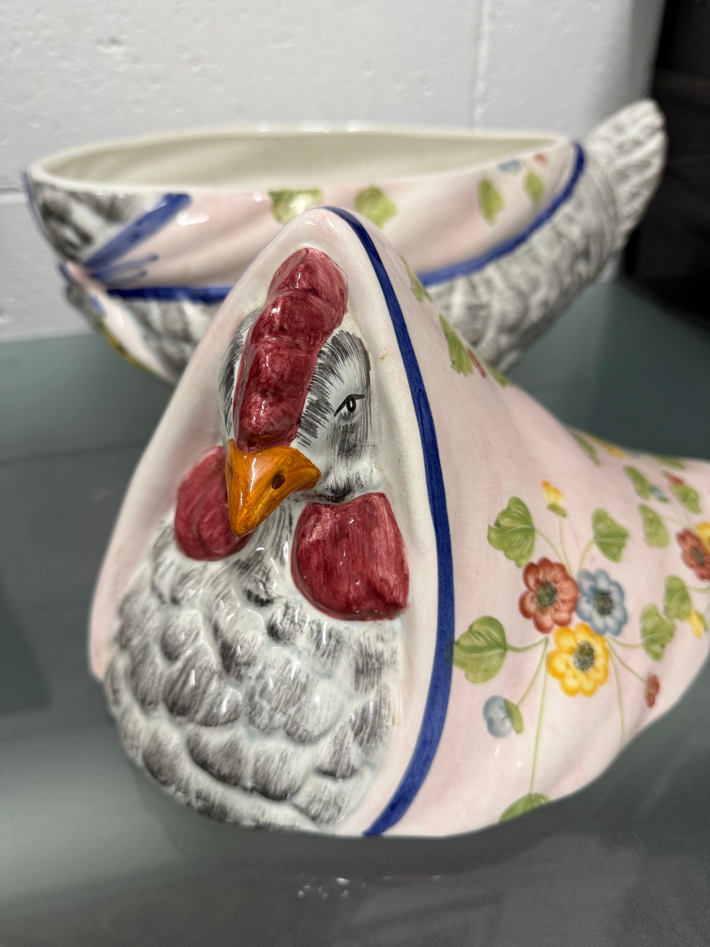 Vintage Italian Hand Painted Earthenware Hen Tureen