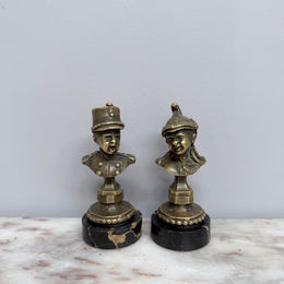 Rare Pair Bronze Napoleon III Children Busts