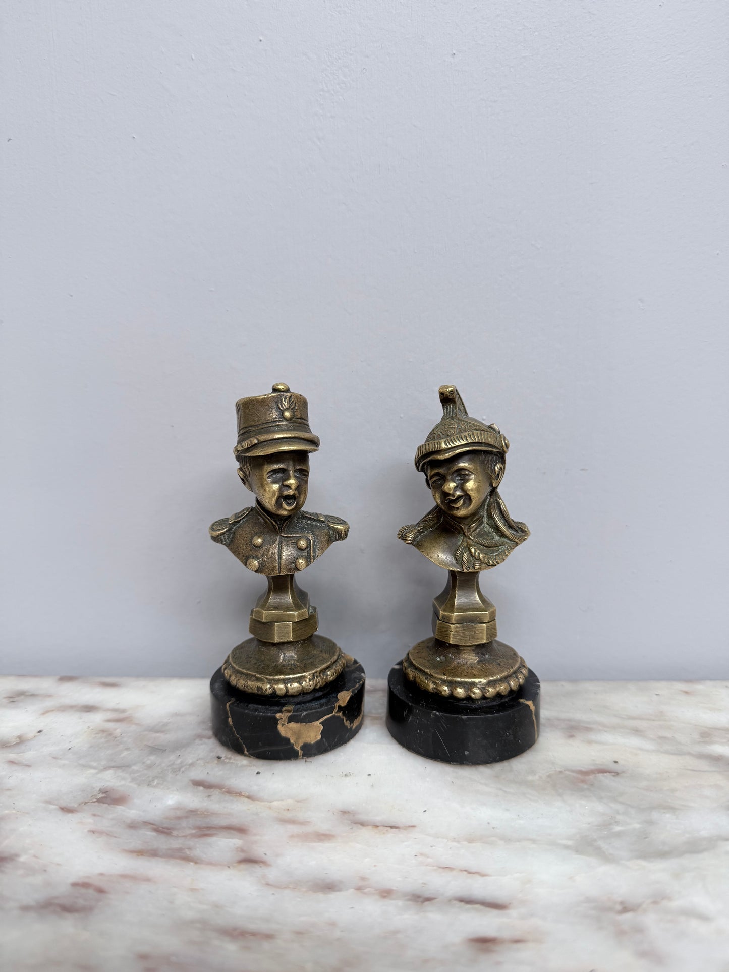 Rare Pair Bronze Napoleon III Children Busts