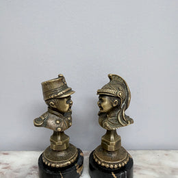 Rare Pair Bronze Napoleon III Children Busts