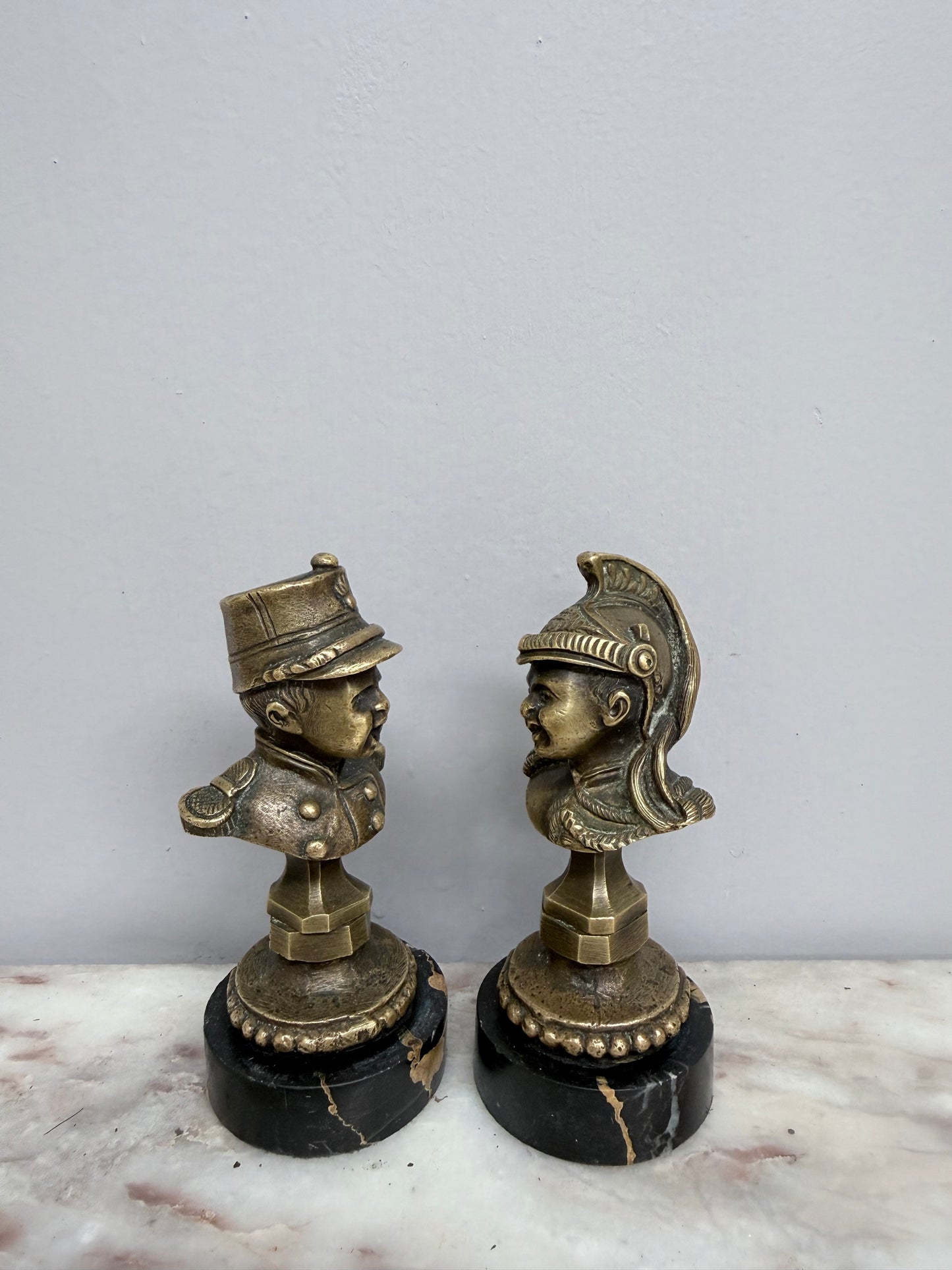 Rare Pair Bronze Napoleon III Children Busts