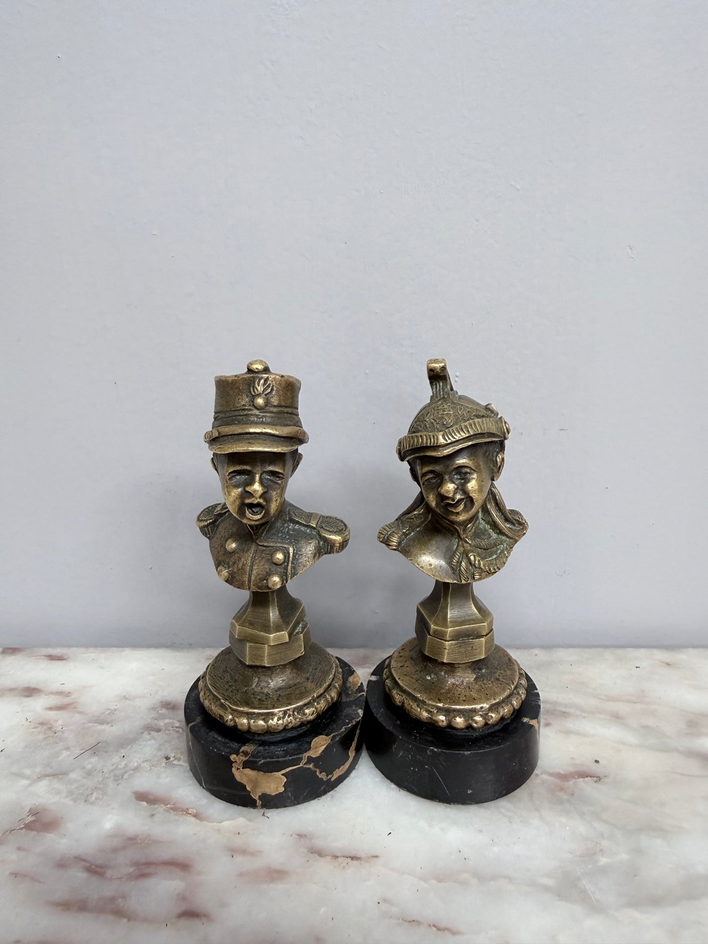 Rare Pair Bronze Napoleon III Children Busts