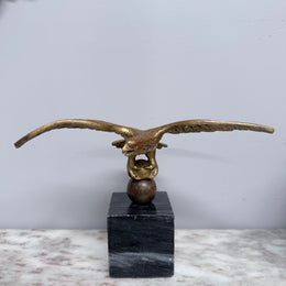 Vintage Bronze Eagle Statue On Marble Base