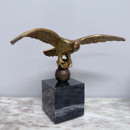 Vintage Bronze Eagle Statue On Marble Base