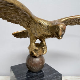 Vintage Bronze Eagle Statue On Marble Base