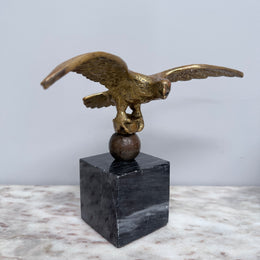 Vintage Bronze Eagle Statue On Marble Base