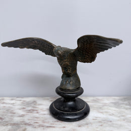 Antique Bronze Eagle On Wooden Base