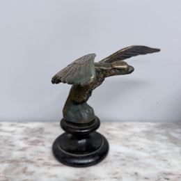Antique Bronze Eagle On Wooden Base