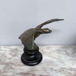 Antique Bronze Eagle On Wooden Base