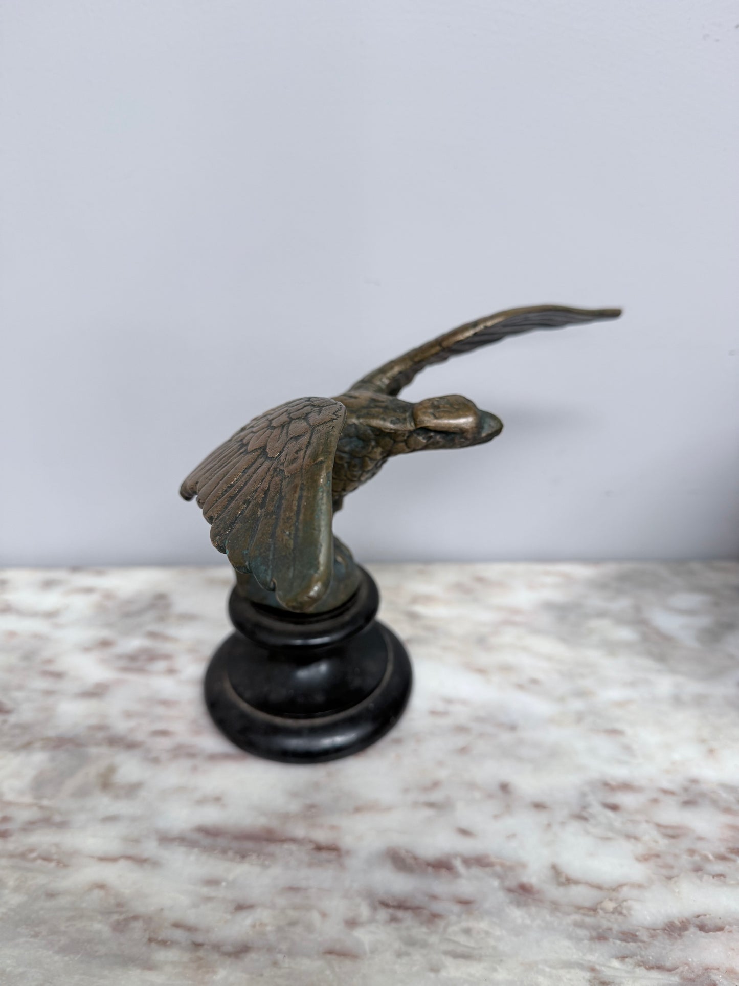 Antique Bronze Eagle On Wooden Base
