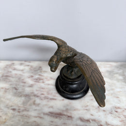 Antique Bronze Eagle On Wooden Base
