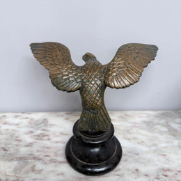 Antique Bronze Eagle On Wooden Base