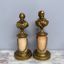 Pair of Grand Tour Bronze & Marble Busts of "King Henry IV" of France & His Advisor "The Duke of Sully"