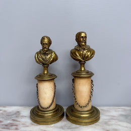 Pair of Grand Tour Bronze & Marble Busts of "King Henry IV" of France & His Advisor "The Duke of Sully"
