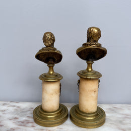 Pair of Grand Tour Bronze & Marble Busts of "King Henry IV" of France & His Advisor "The Duke of Sully"