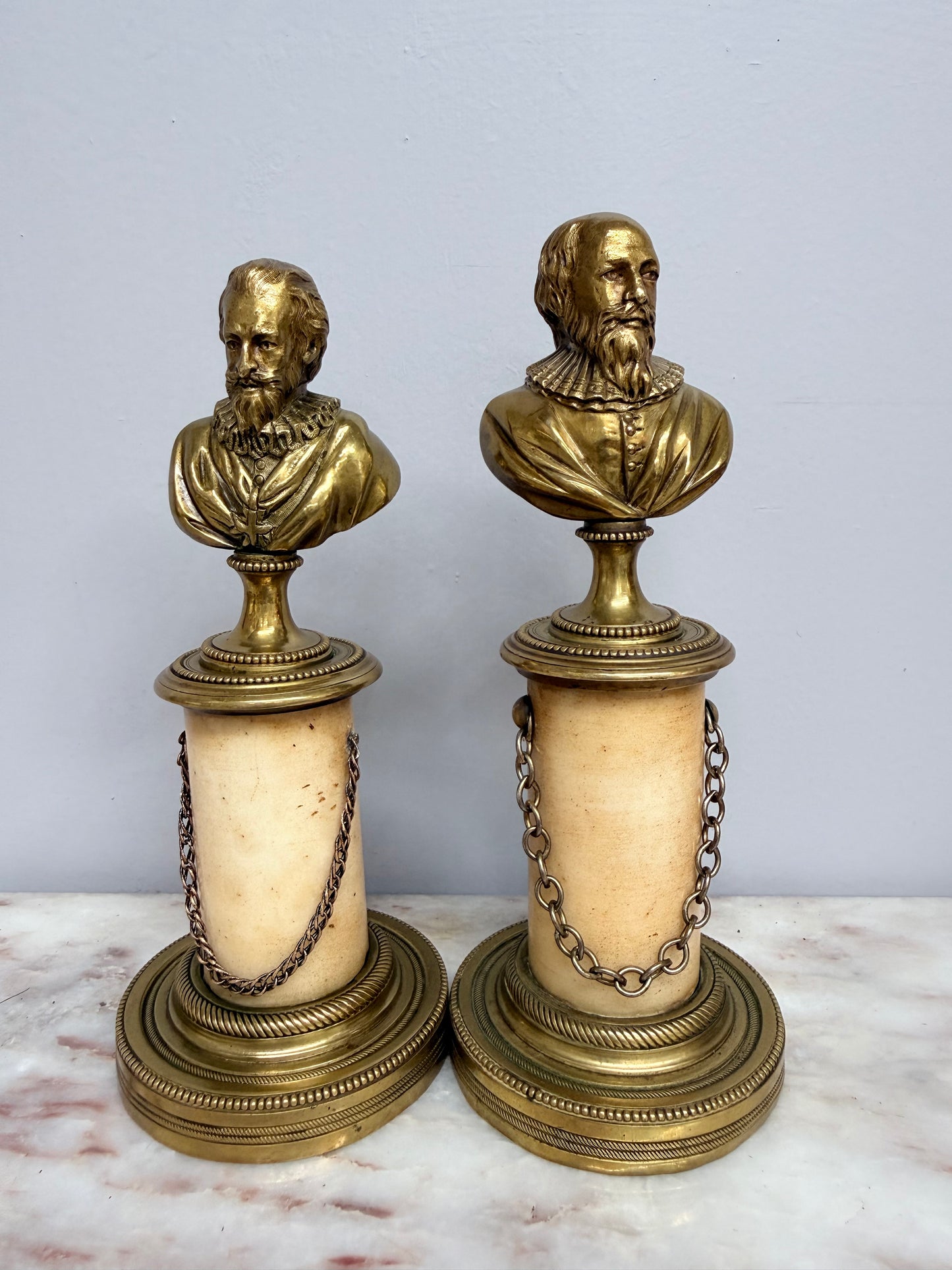 Pair of Grand Tour Bronze & Marble Busts of "King Henry IV" of France & His Advisor "The Duke of Sully"