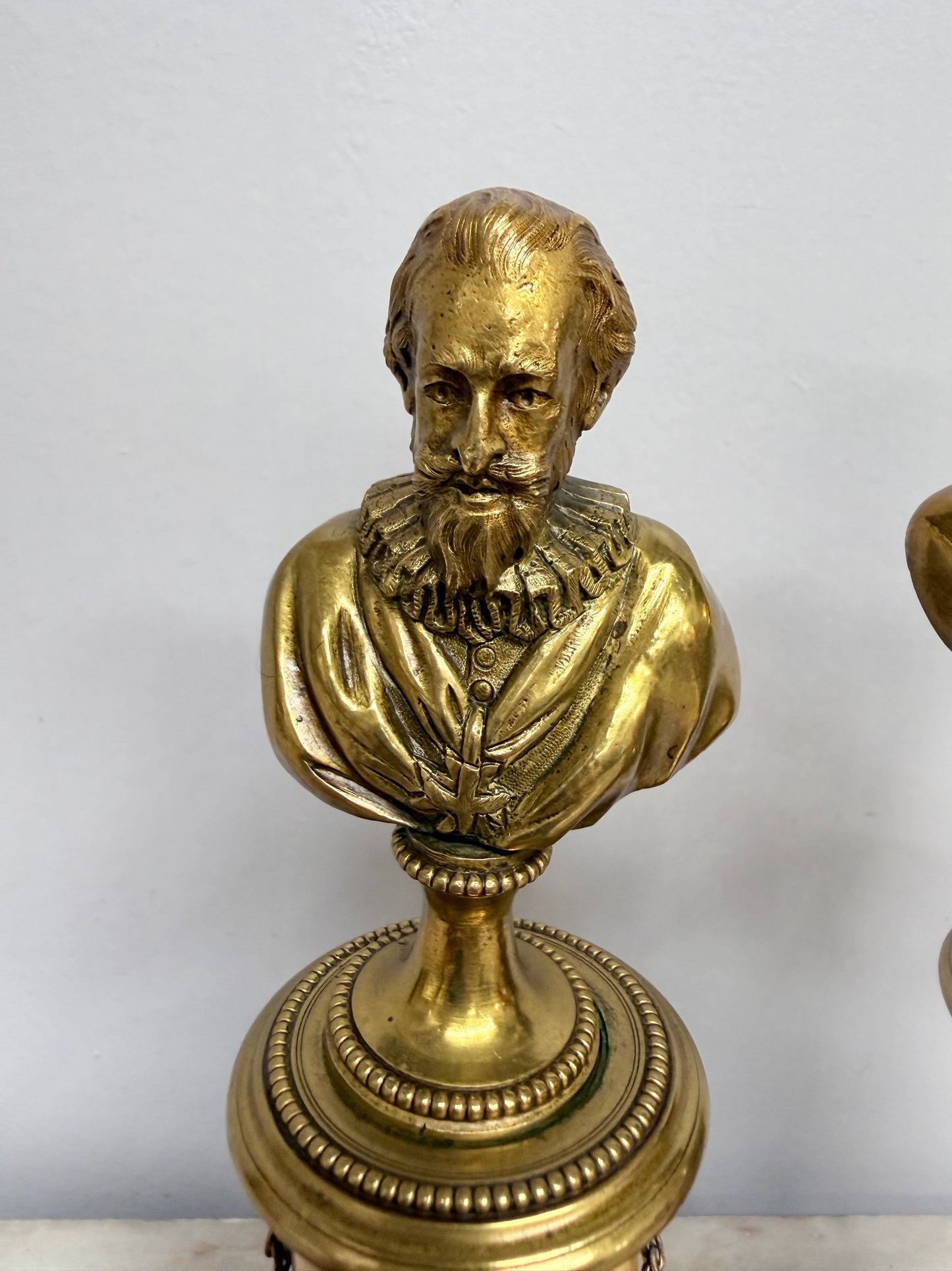 Pair of Grand Tour Bronze & Marble Busts of "King Henry IV" of France & His Advisor "The Duke of Sully"