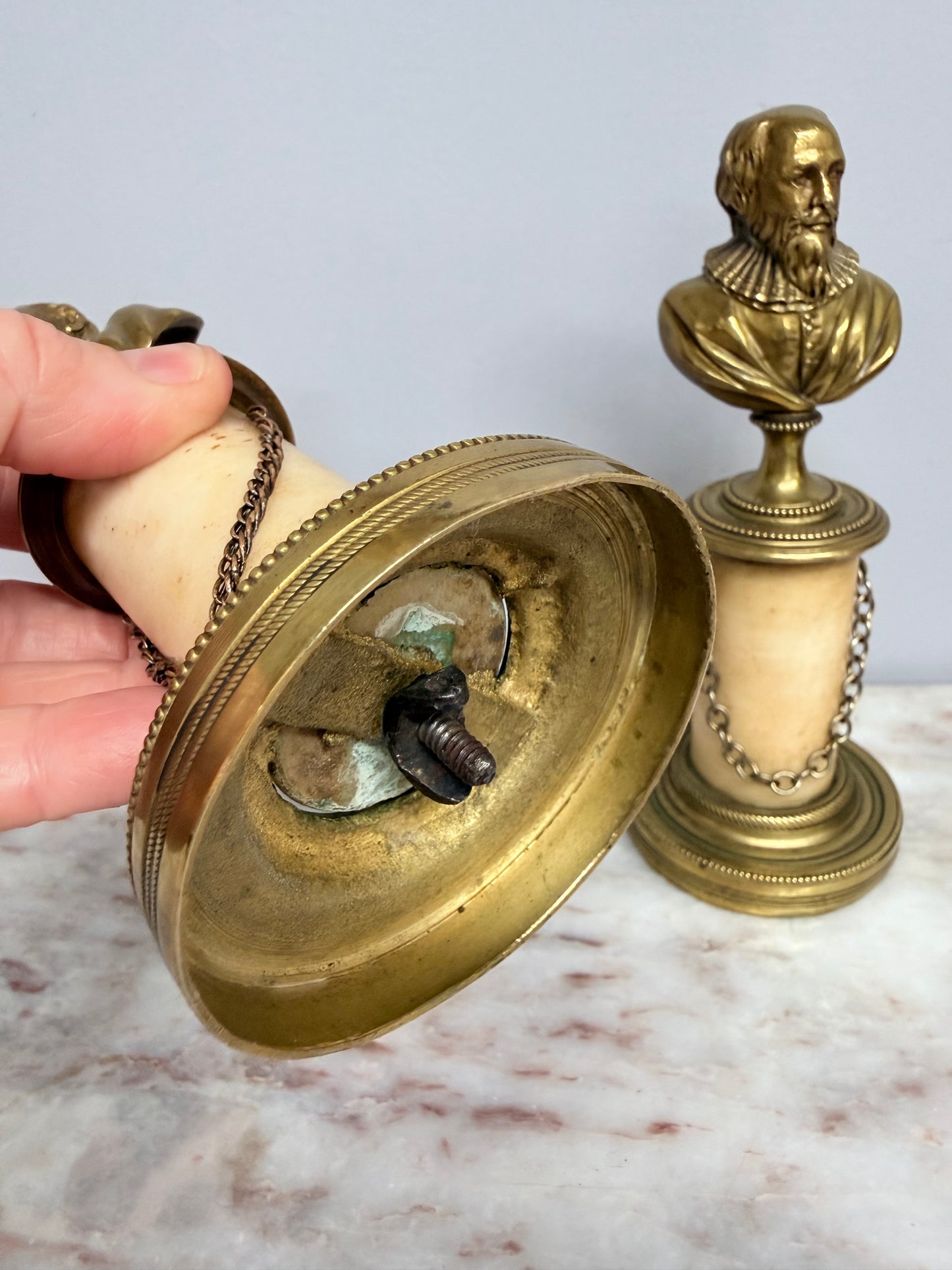 Pair of Grand Tour Bronze & Marble Busts of "King Henry IV" of France & His Advisor "The Duke of Sully"