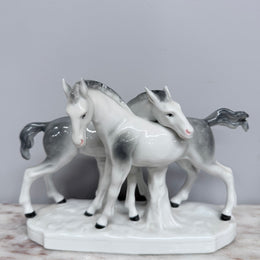 Vintage Porcelain Pair of Foals Statue
