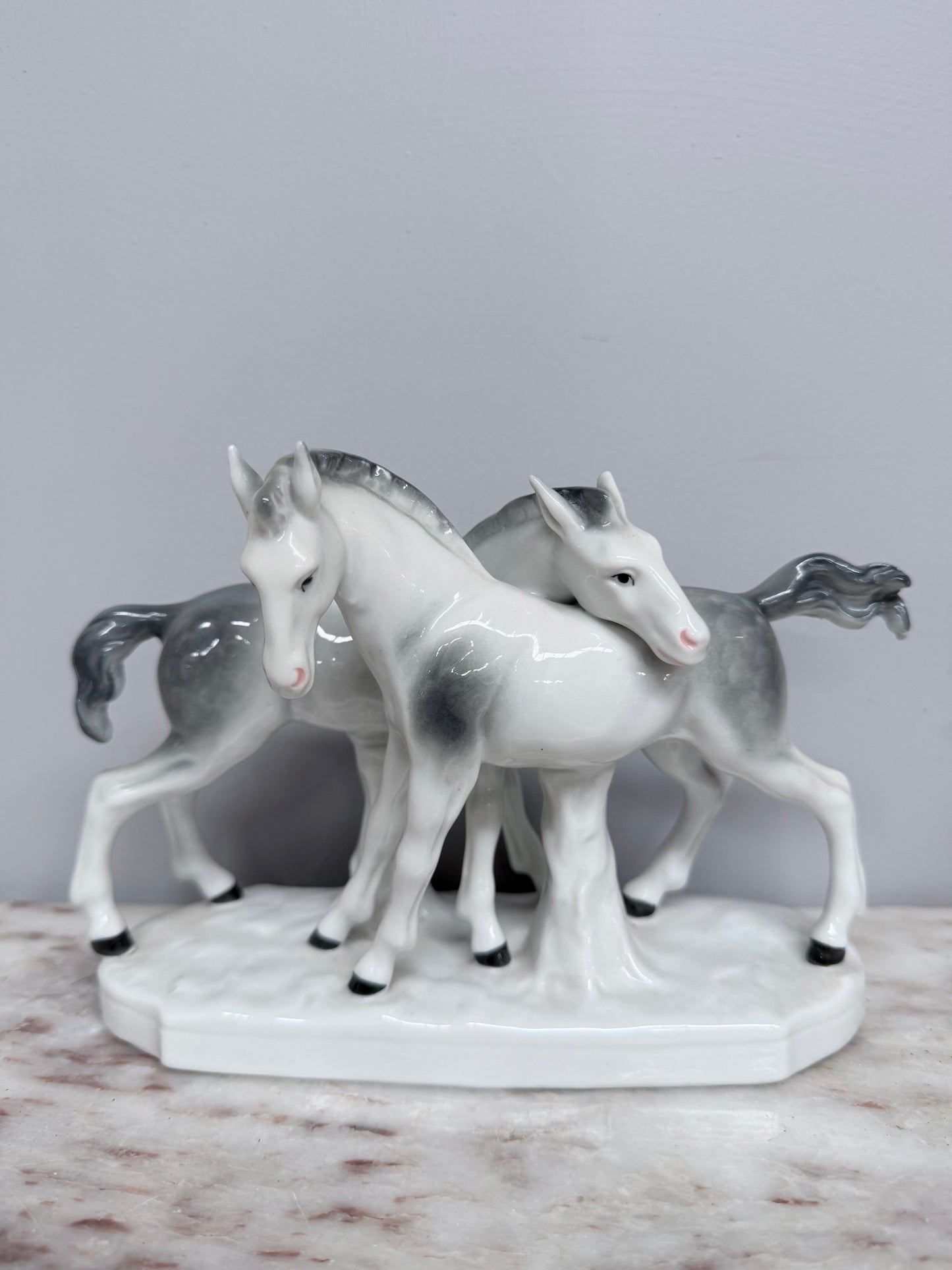 Vintage Porcelain Pair of Foals Statue