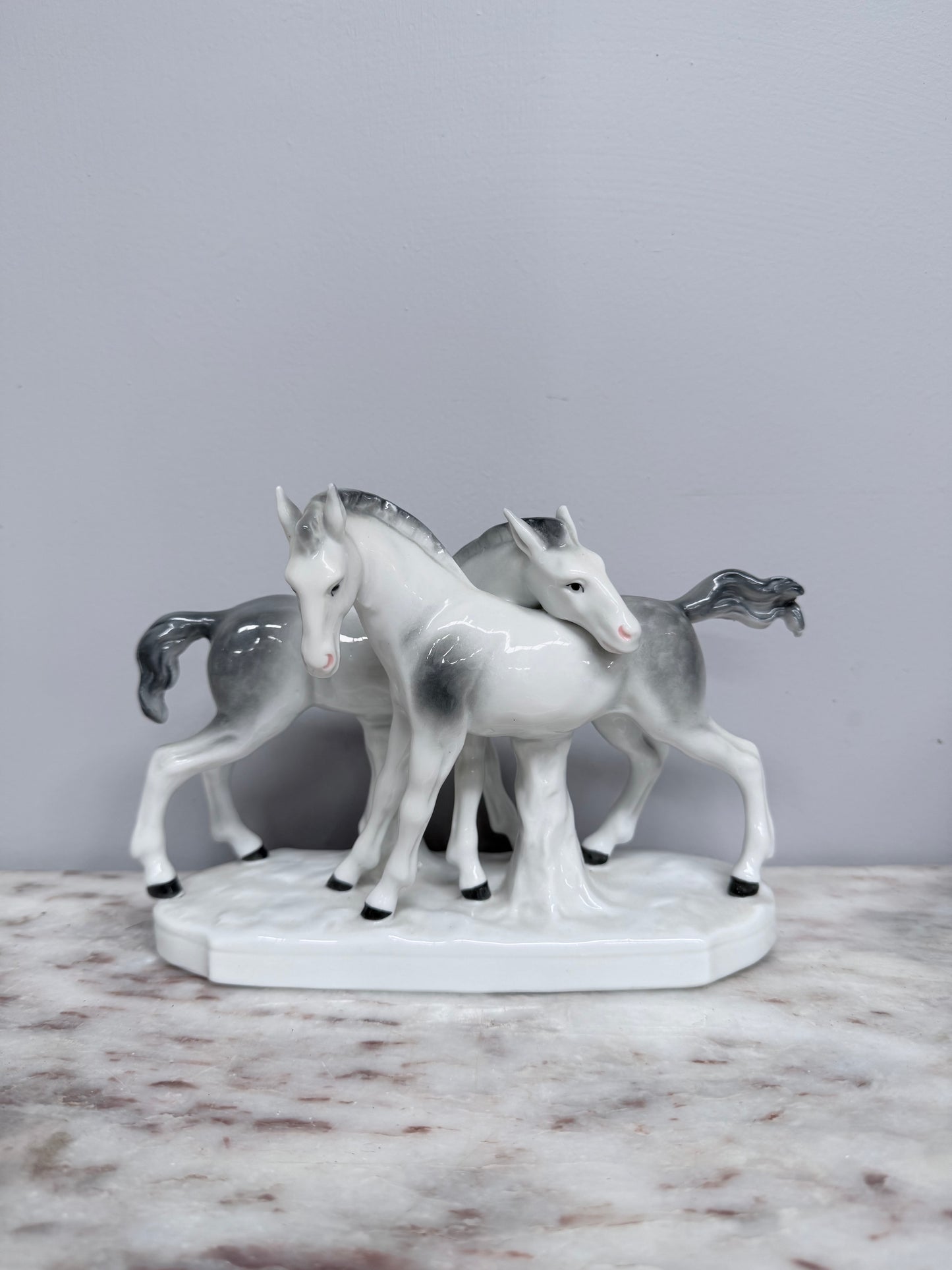 Vintage Porcelain Pair of Foals Statue