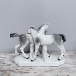 Vintage Porcelain Pair of Foals Statue