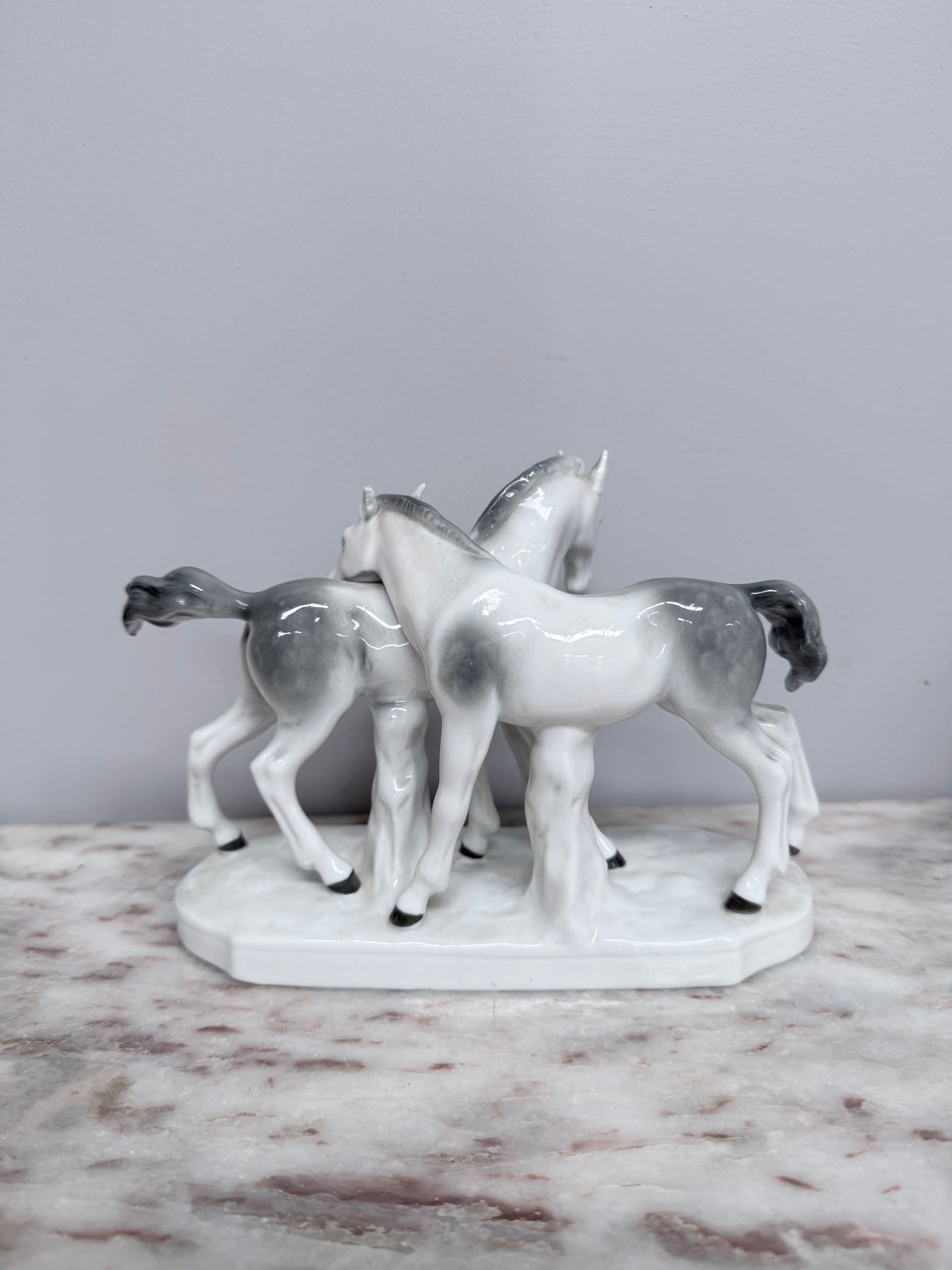 Vintage Porcelain Pair of Foals Statue