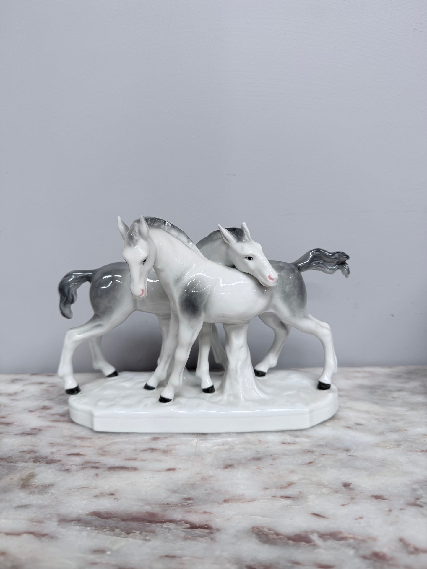 Vintage Porcelain Pair of Foals Statue