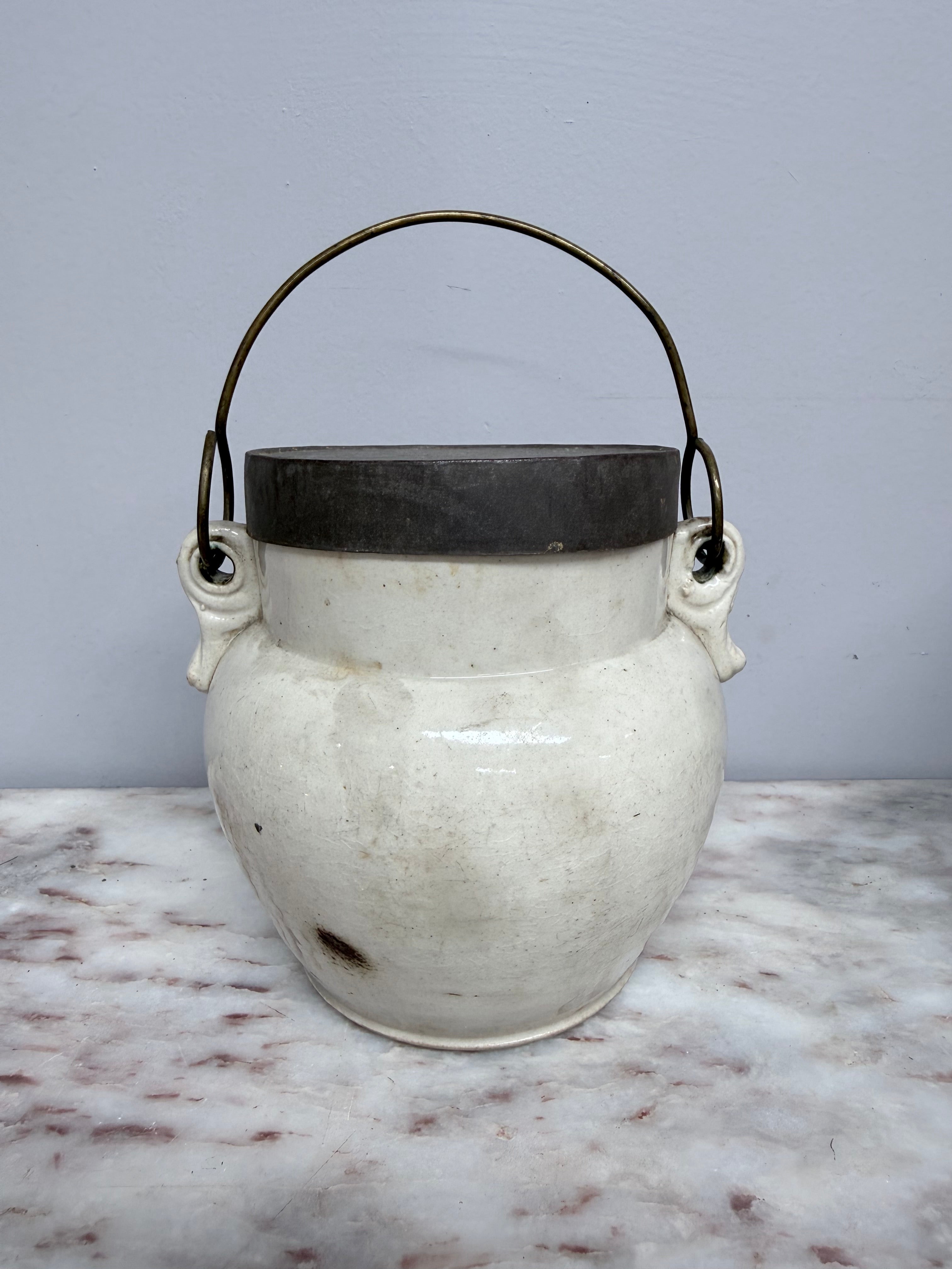 Antique French Stoneware Cookie Jar