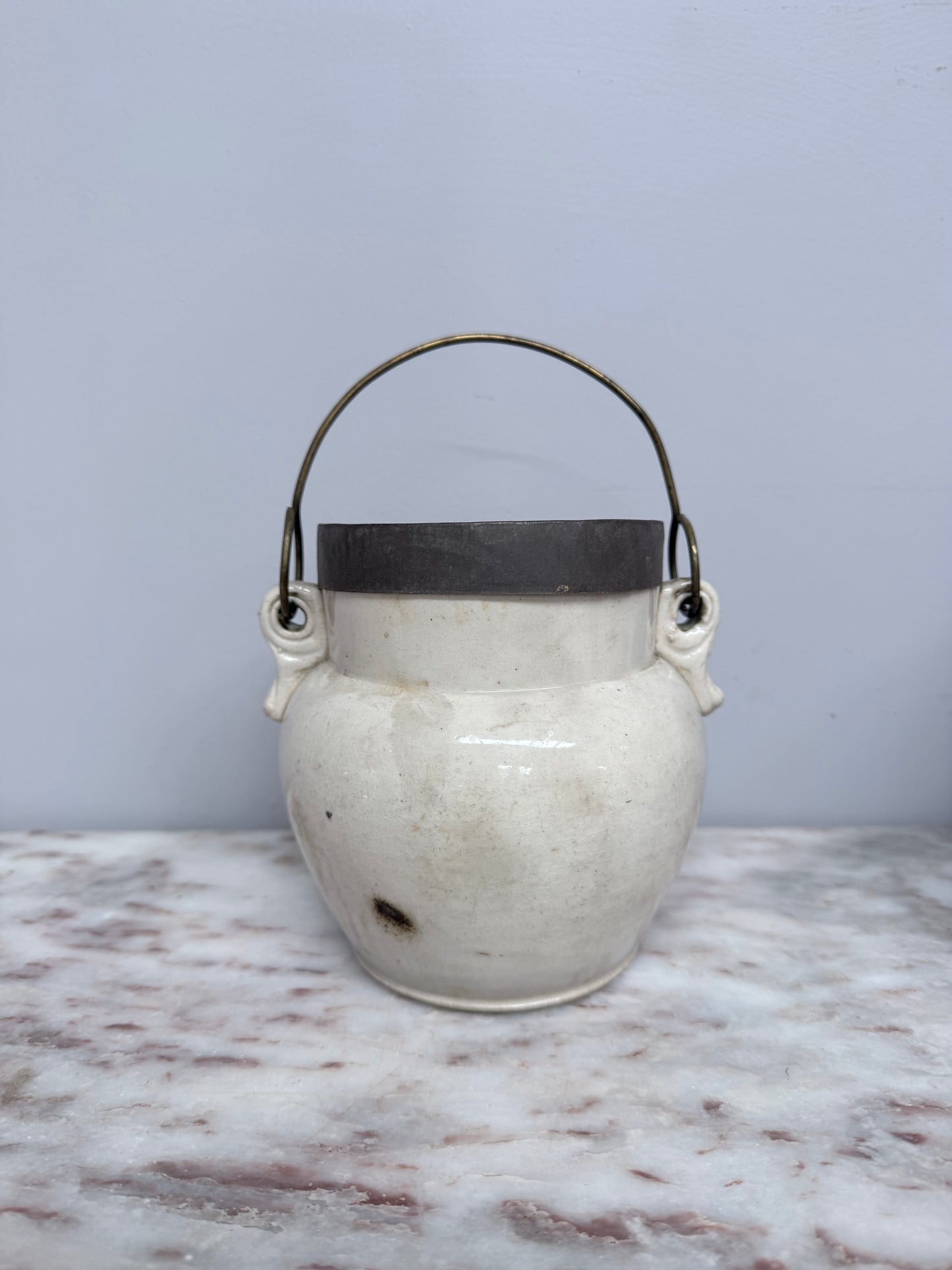 Antique French Stoneware Cookie Jar