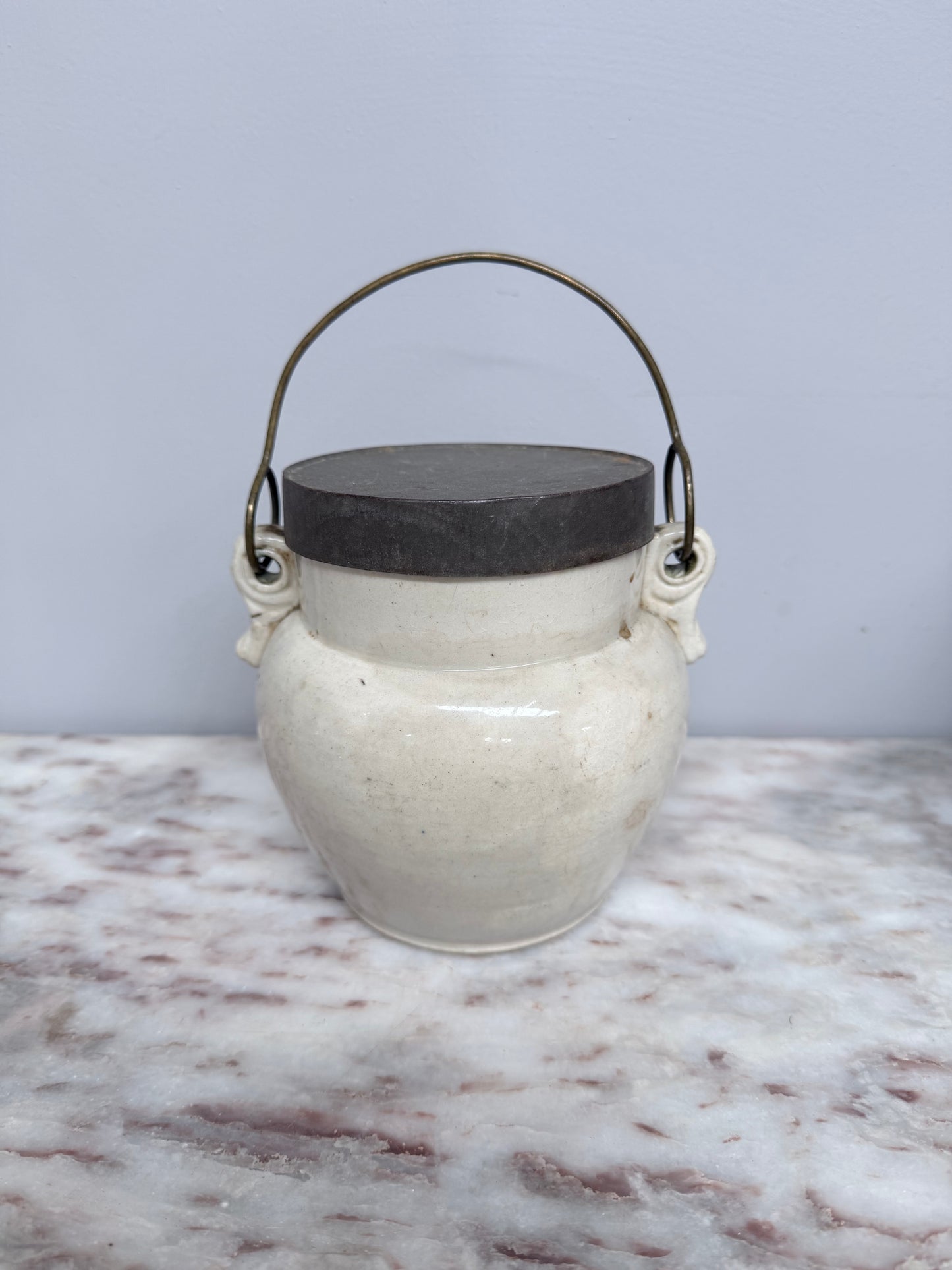 Antique French Stoneware Cookie Jar