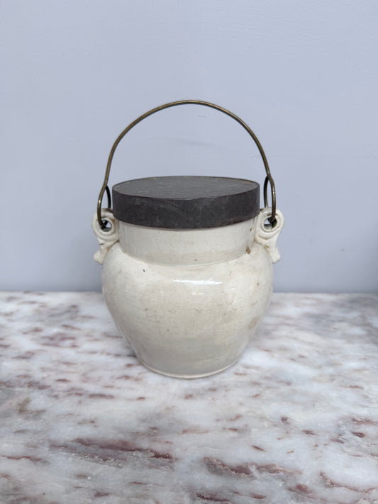 Antique French Stoneware Cookie Jar