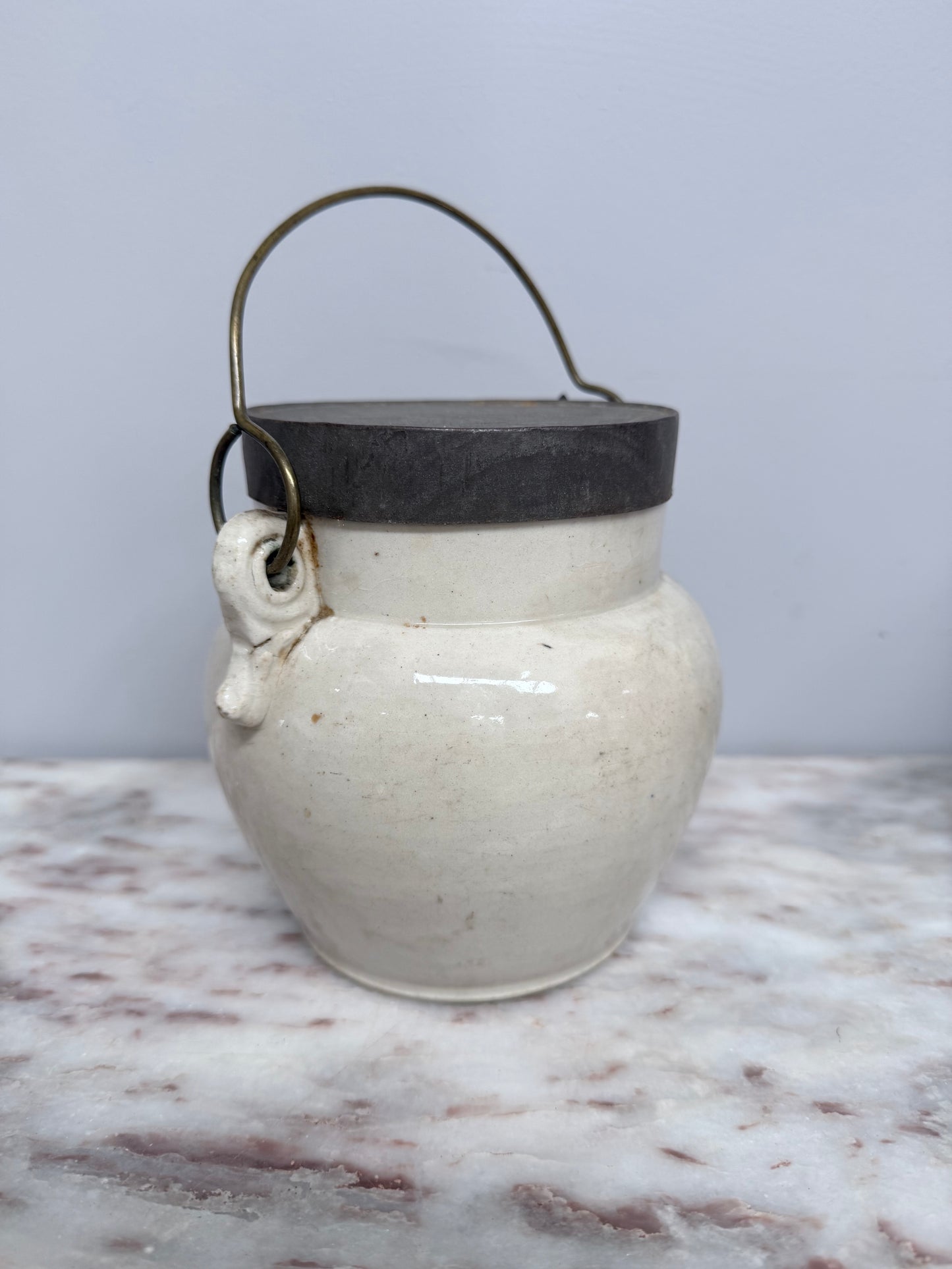 Antique French Stoneware Cookie Jar