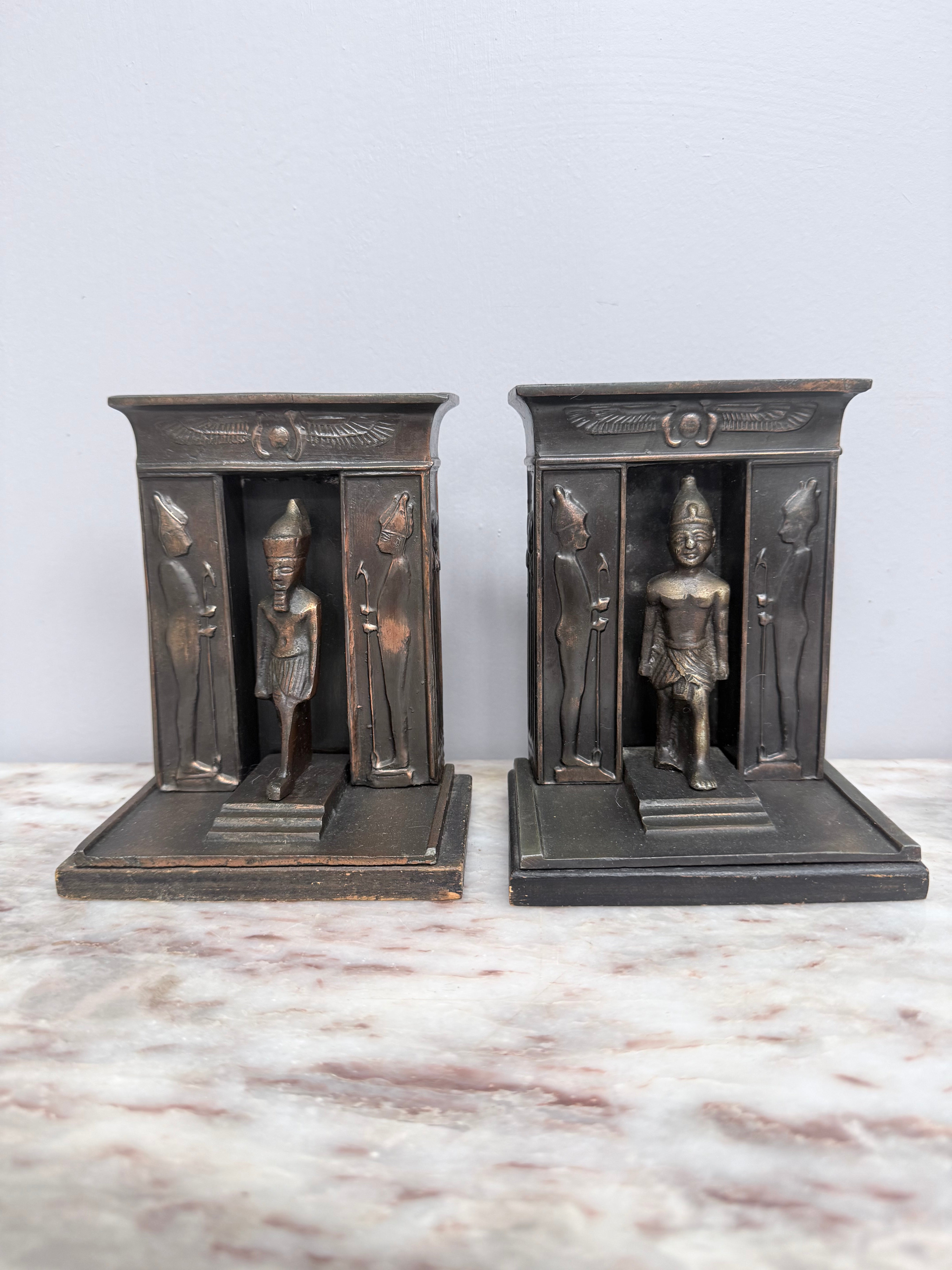 Pair Art Deco Egyptian Revival Bookends