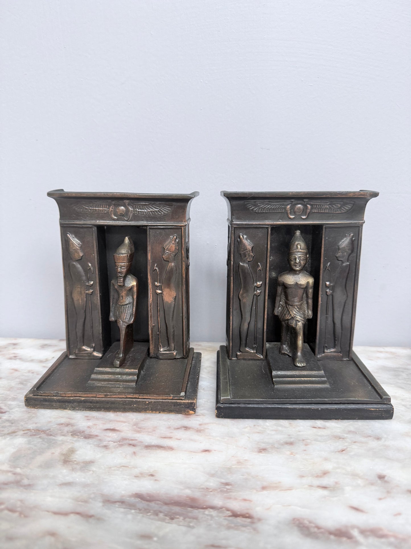 Pair Art Deco Egyptian Revival Bookends