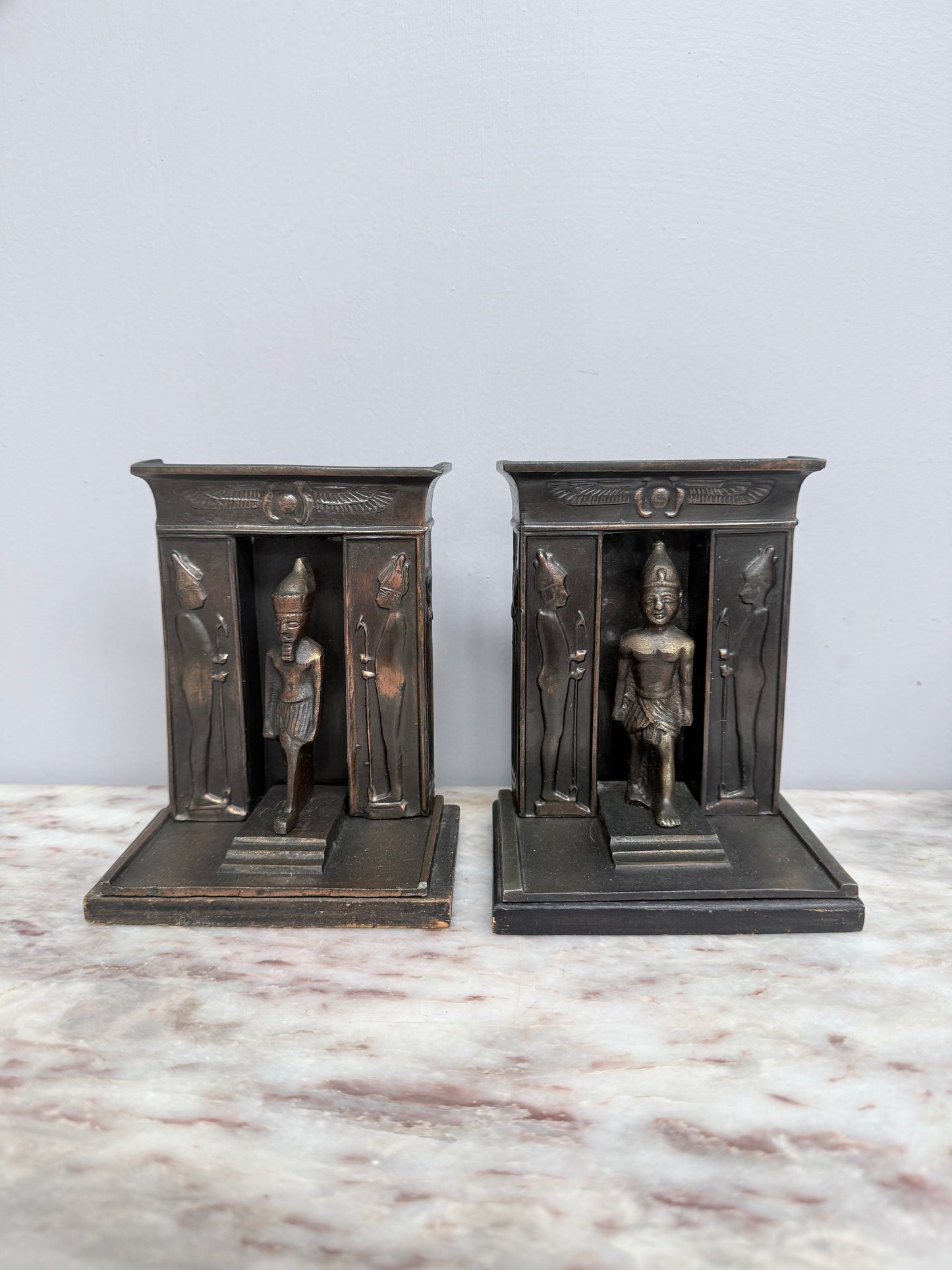 Pair Art Deco Egyptian Revival Bookends