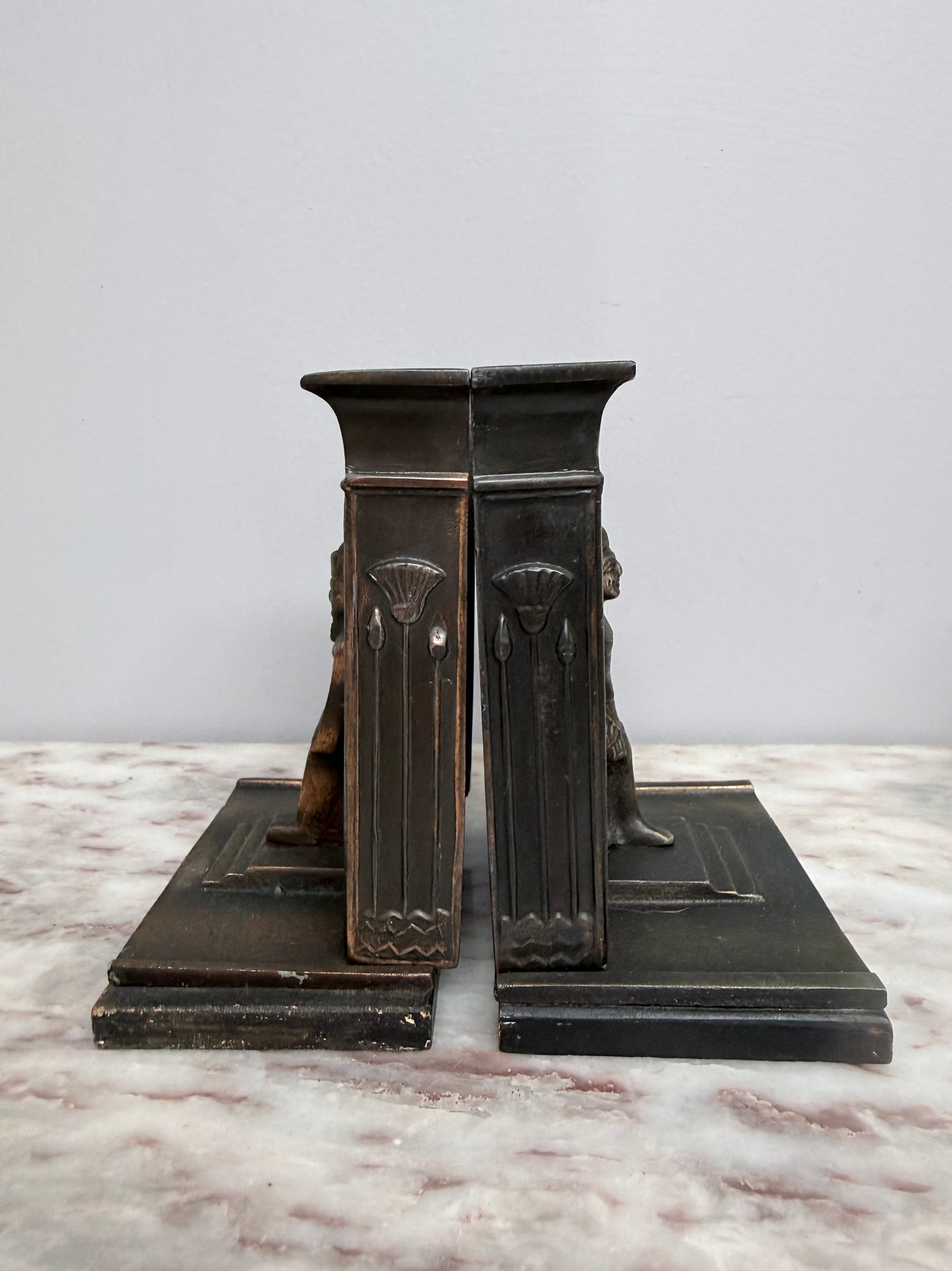 Pair Art Deco Egyptian Revival Bookends
