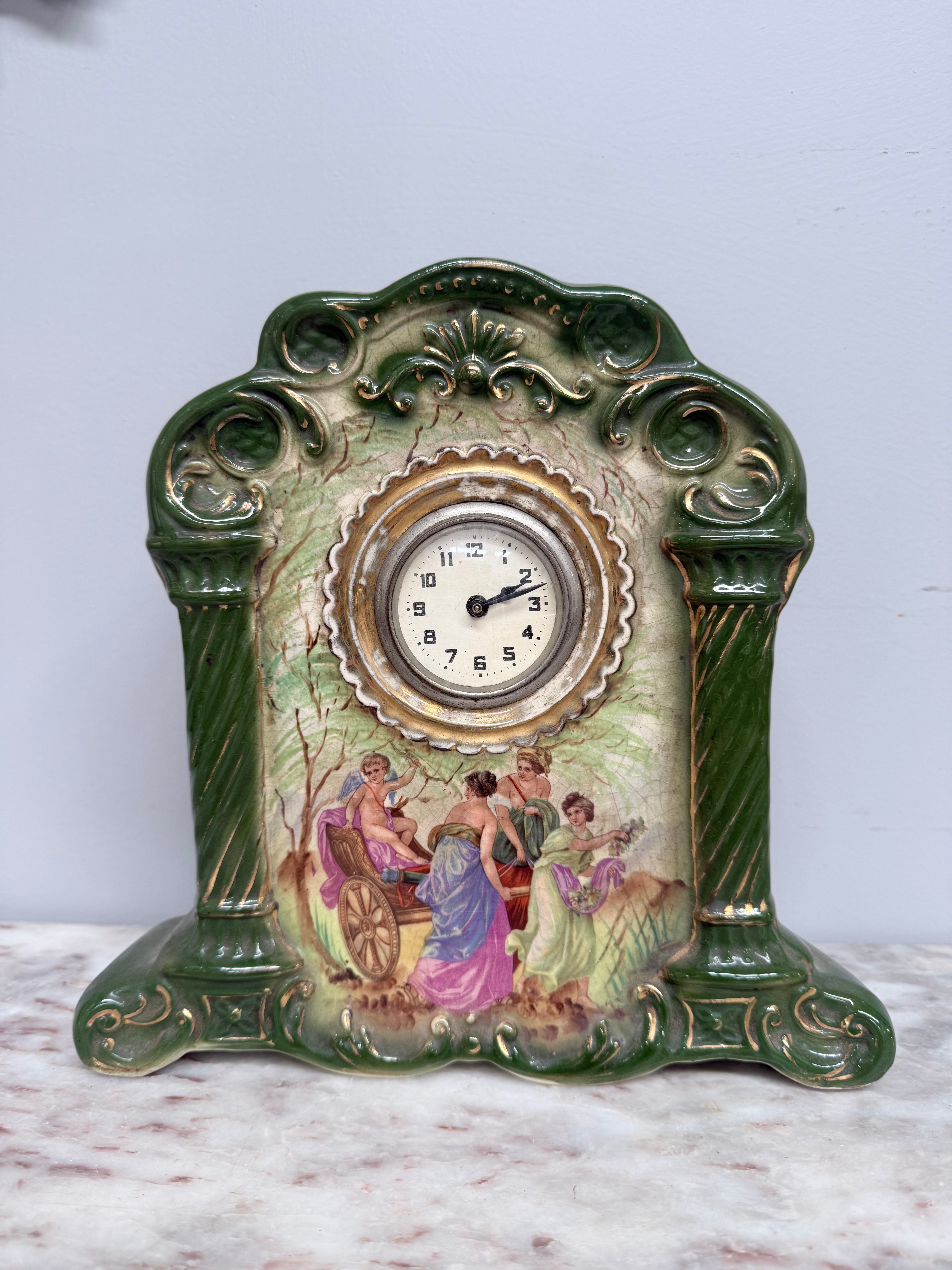 Edwardian Ceramic Mantle Clock | Antique & Vintage | Moonee Ponds Antiques | Australia Wide