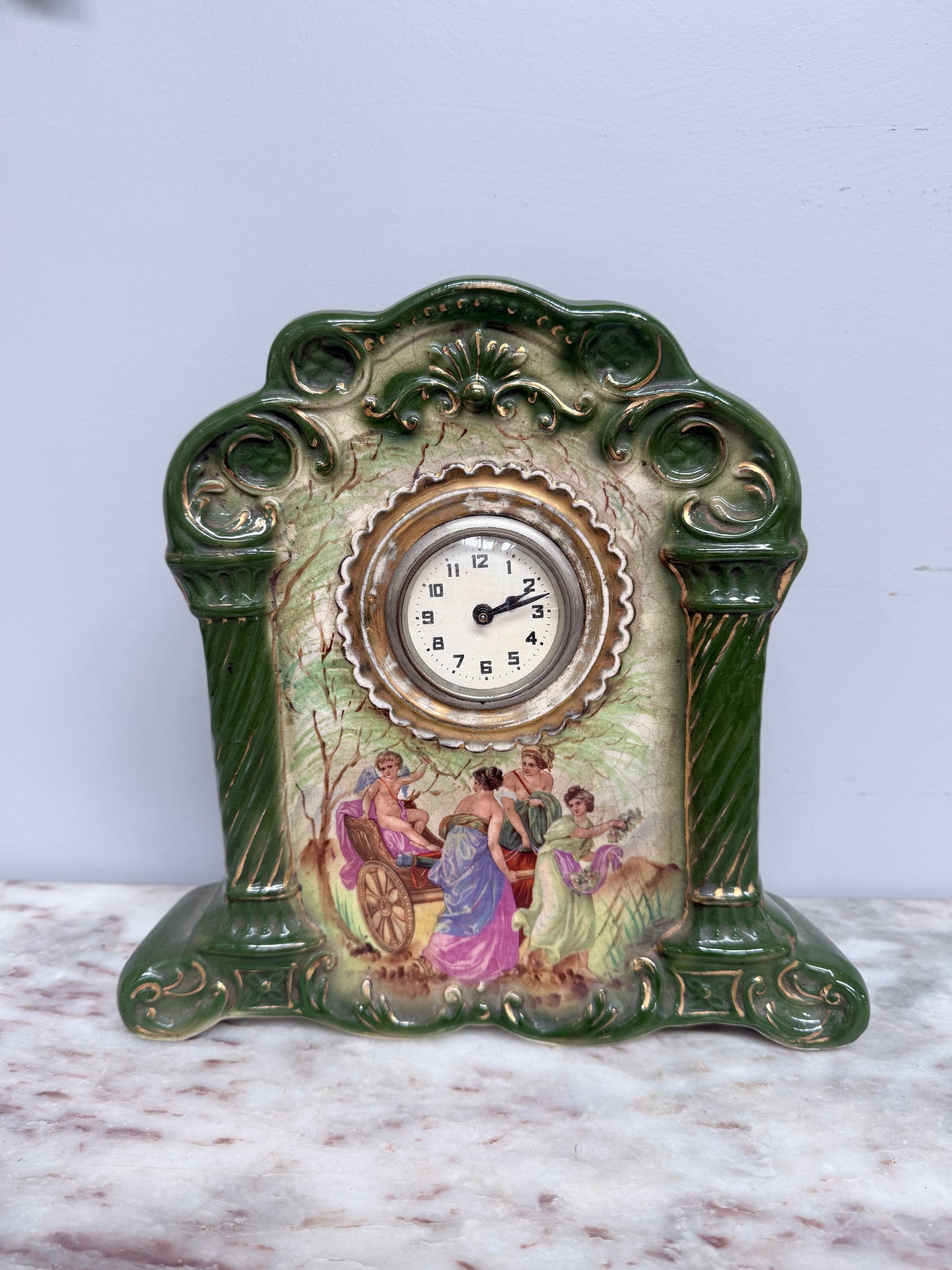 Edwardian Ceramic Mantle Clock