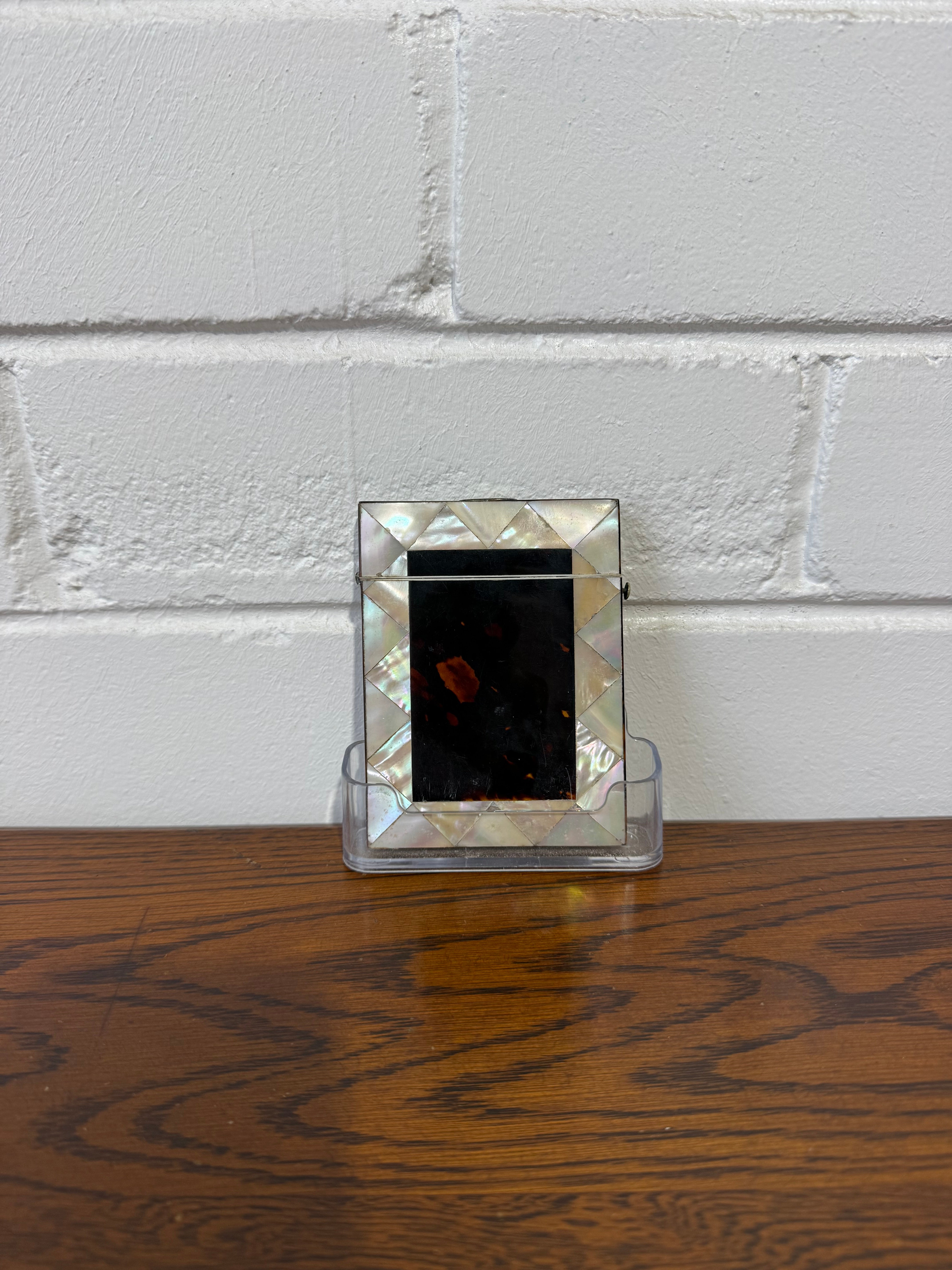 Victorian Card Case Inlaid Mother of Pearl & Tortoiseshell