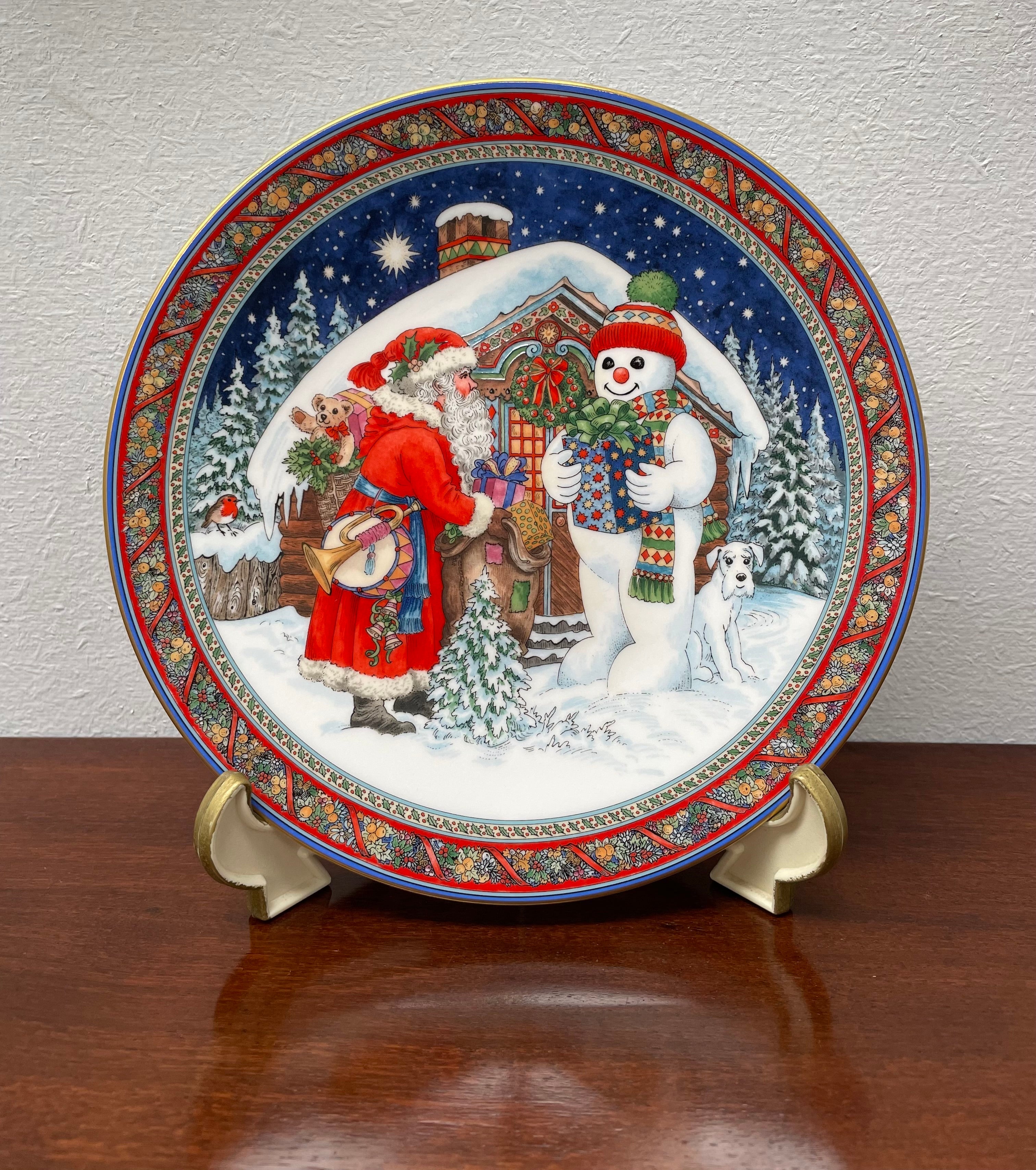 Royal Worcester Christmas Plate "Santa And The Snowman" | Antique & Vintage | Moonee Ponds Antiques | Australia Wide Delivery