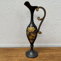 Vintage Gold Inlaid Metal Vase