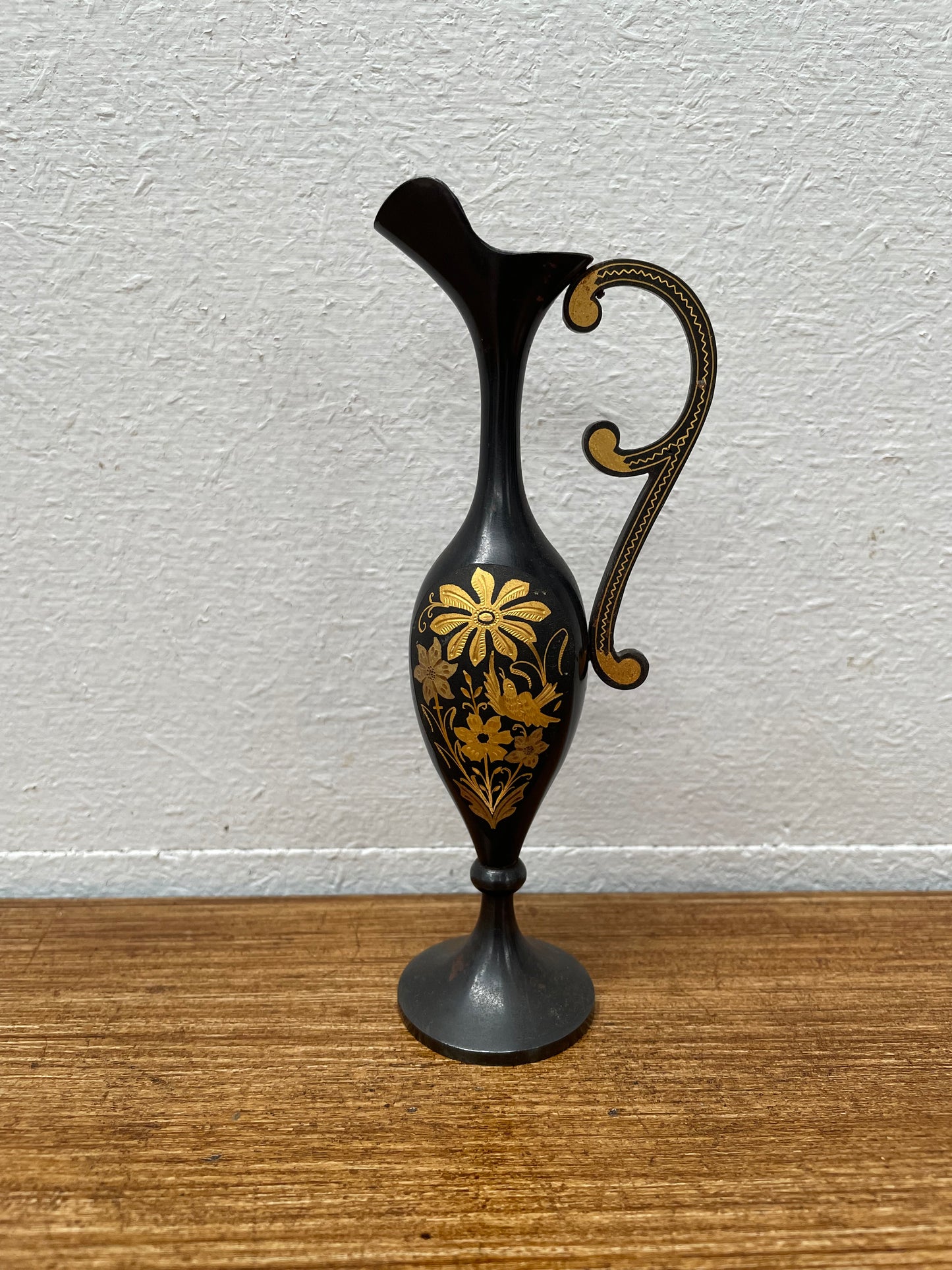 Vintage Gold Inlaid Metal Vase