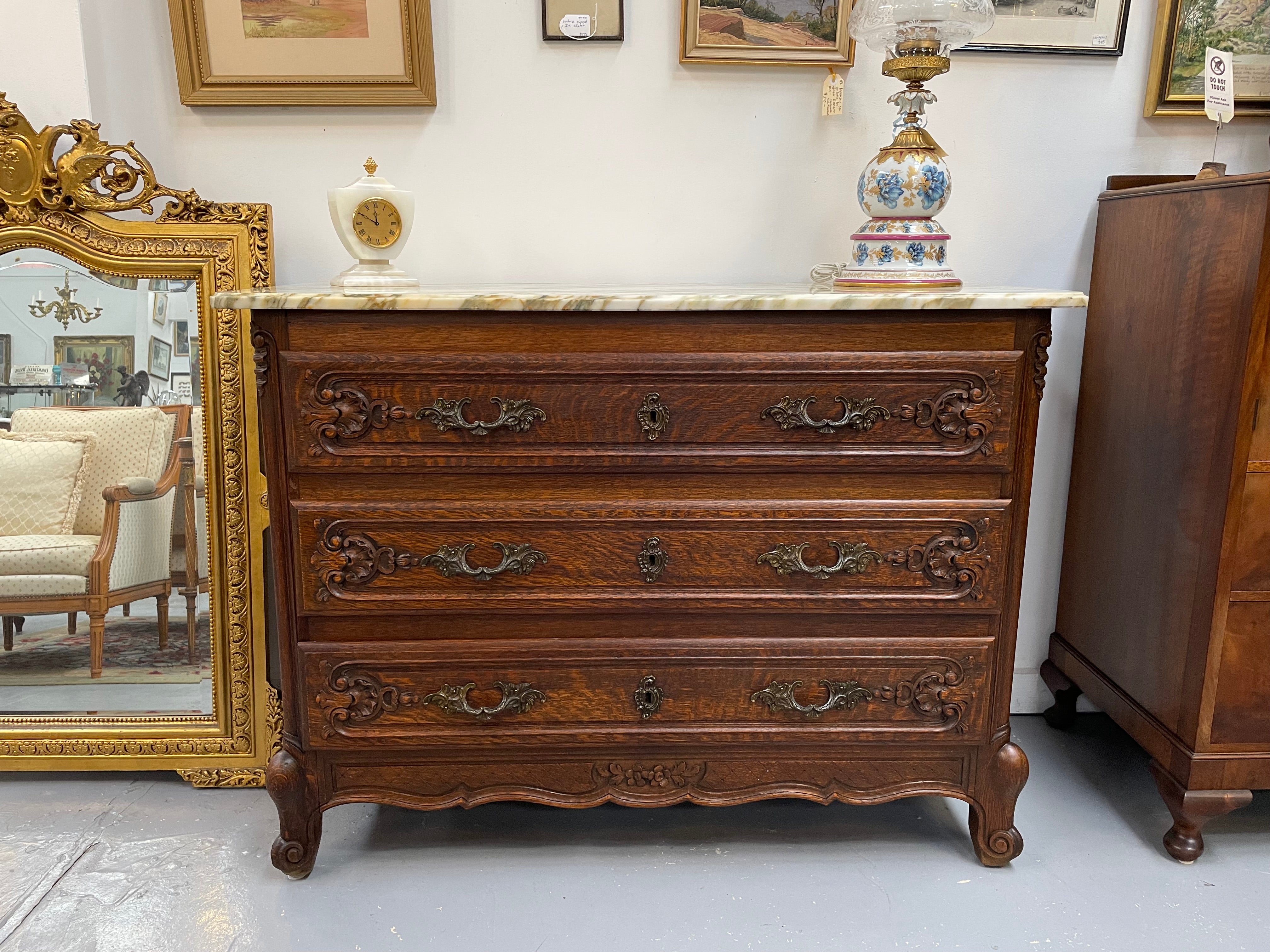 Impressive Louis XV Style Oak Marble Top Commode | Antique & Vintage | Moonee Ponds Antiques | Australia Wide Delivery