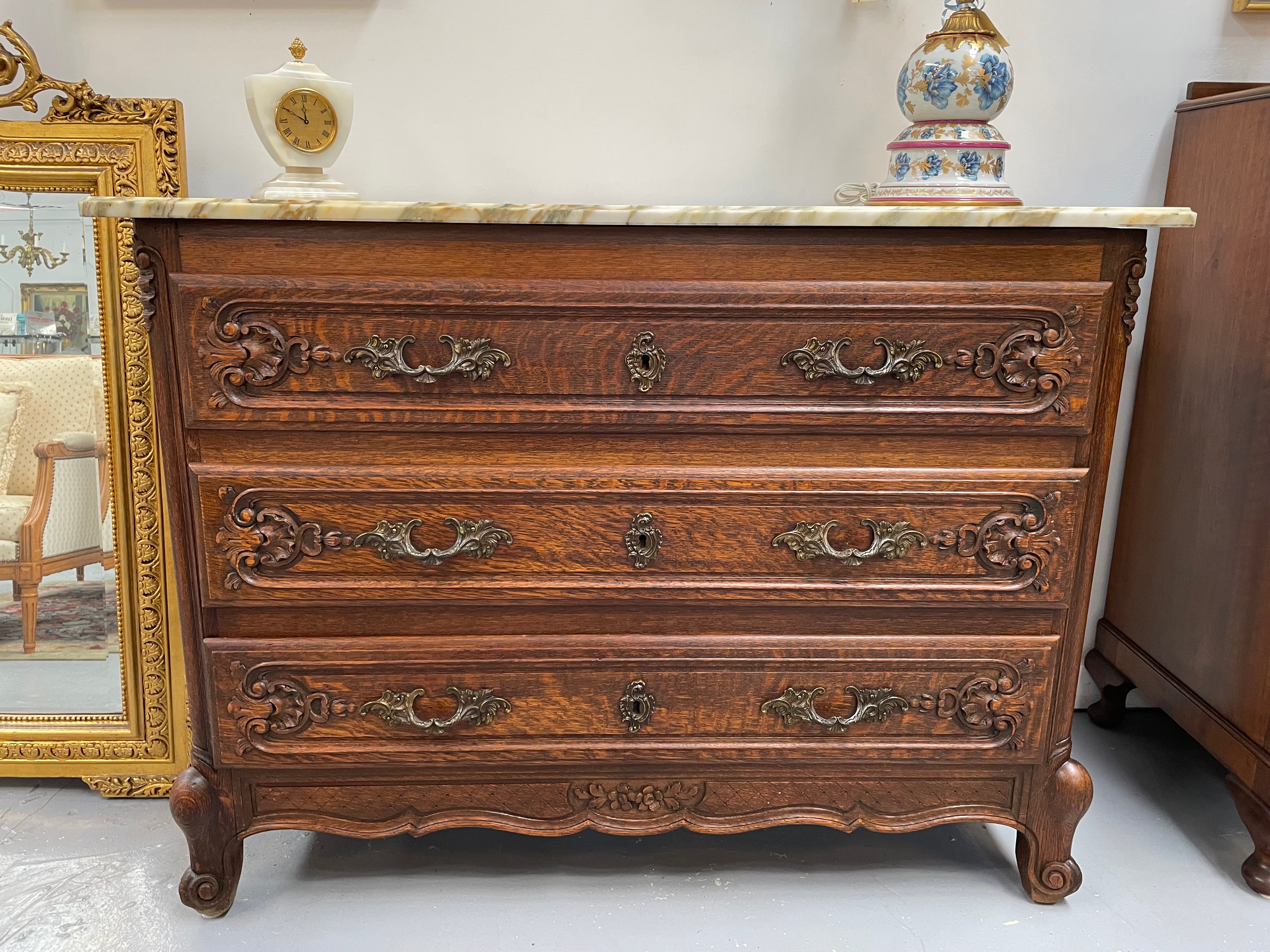 Impressive Louis XV Style Oak Marble Top Commode | Antique & Vintage | Moonee Ponds Antiques | Australia Wide Delivery