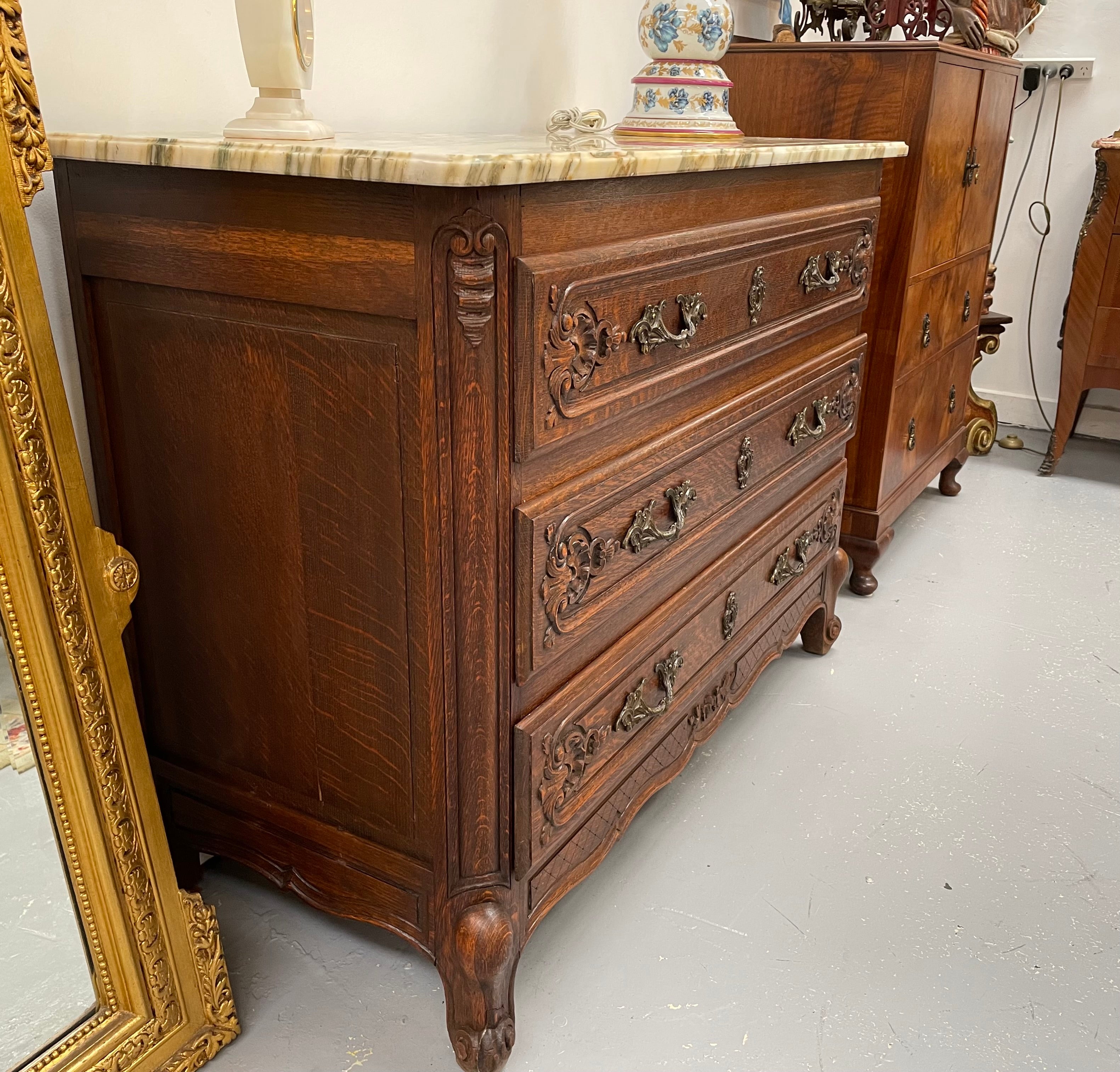 Impressive Louis XV Style Oak Marble Top Commode | Antique & Vintage | Moonee Ponds Antiques | Australia Wide Delivery