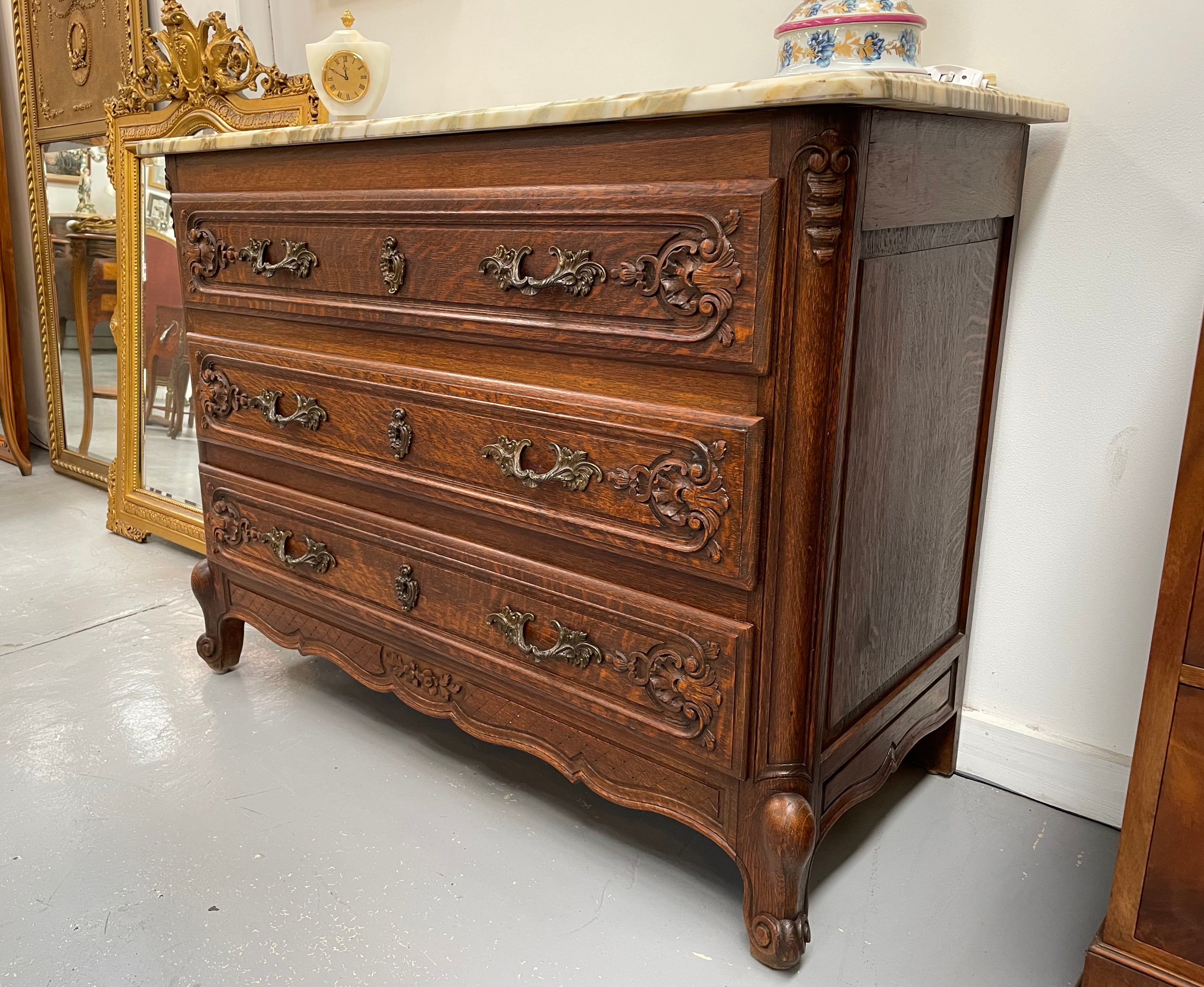 Impressive Louis XV Style Oak Marble Top Commode | Antique & Vintage | Moonee Ponds Antiques | Australia Wide Delivery