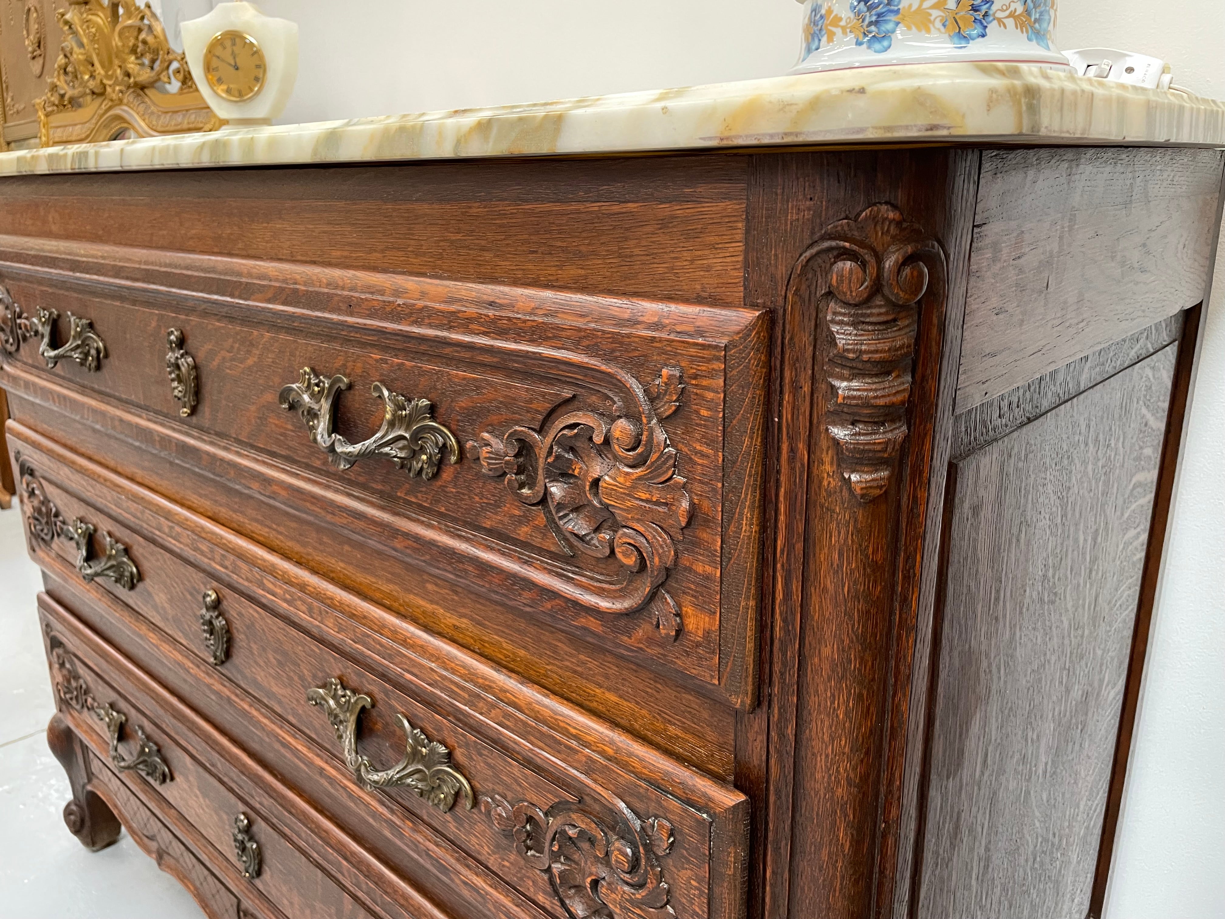 Impressive Louis XV Style Oak Marble Top Commode | Antique & Vintage | Moonee Ponds Antiques | Australia Wide Delivery