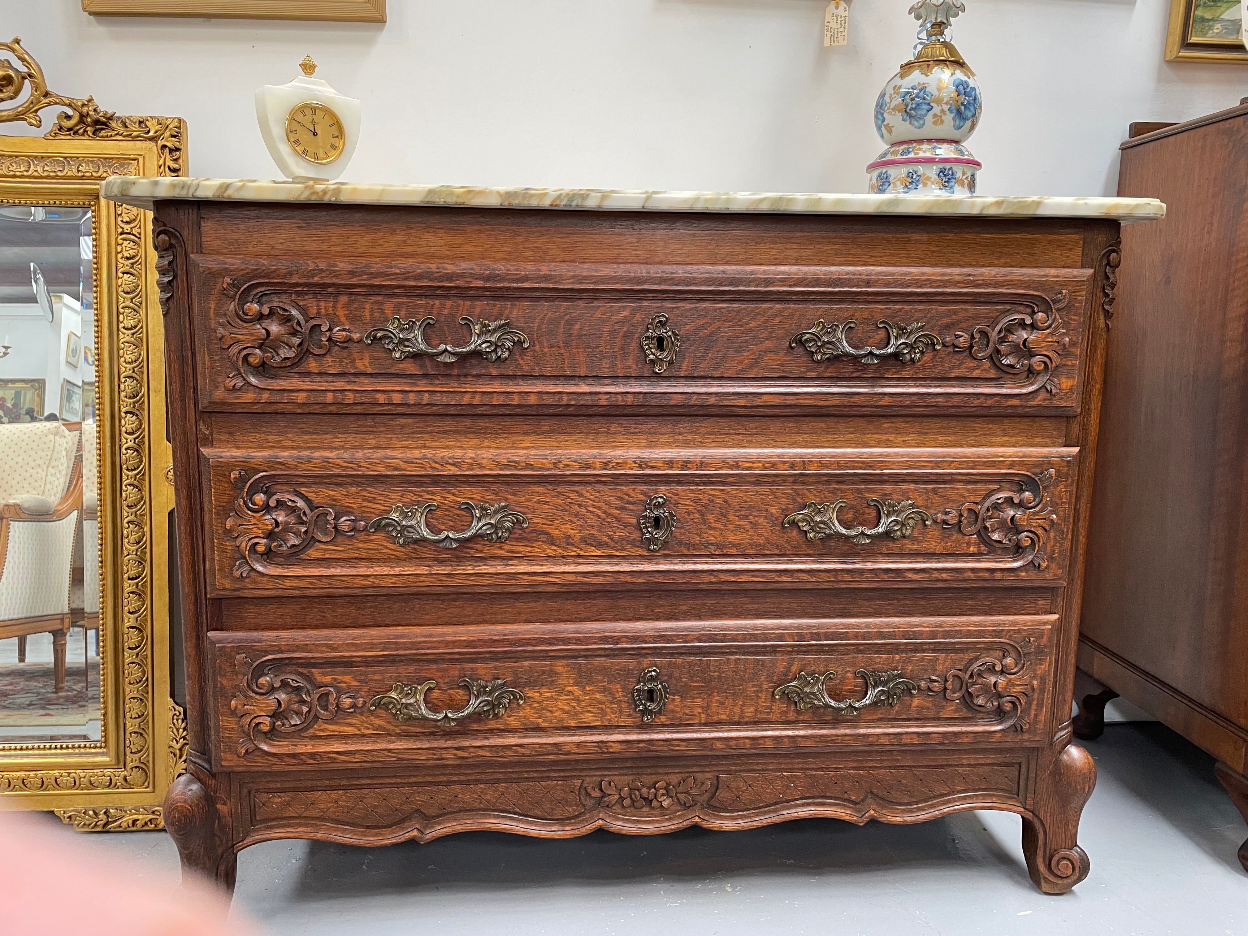 Impressive Louis XV Style Oak Marble Top Commode | Antique & Vintage | Moonee Ponds Antiques | Australia Wide Delivery