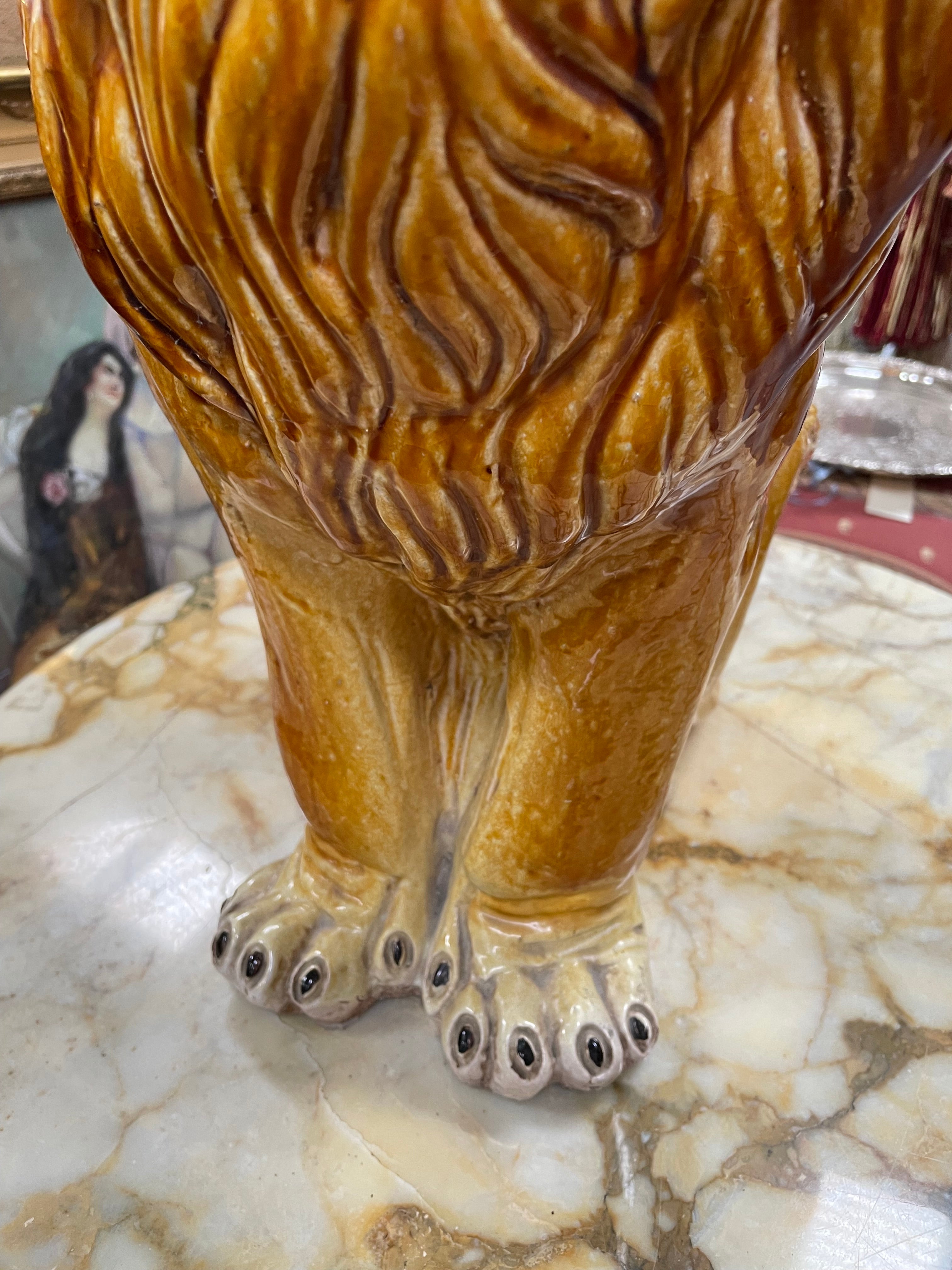 Vintage Italian Terra Cotta Glazed Roaring Lion | Antique & Vintage | Moonee Ponds Antiques | Australia Wide Delivery
